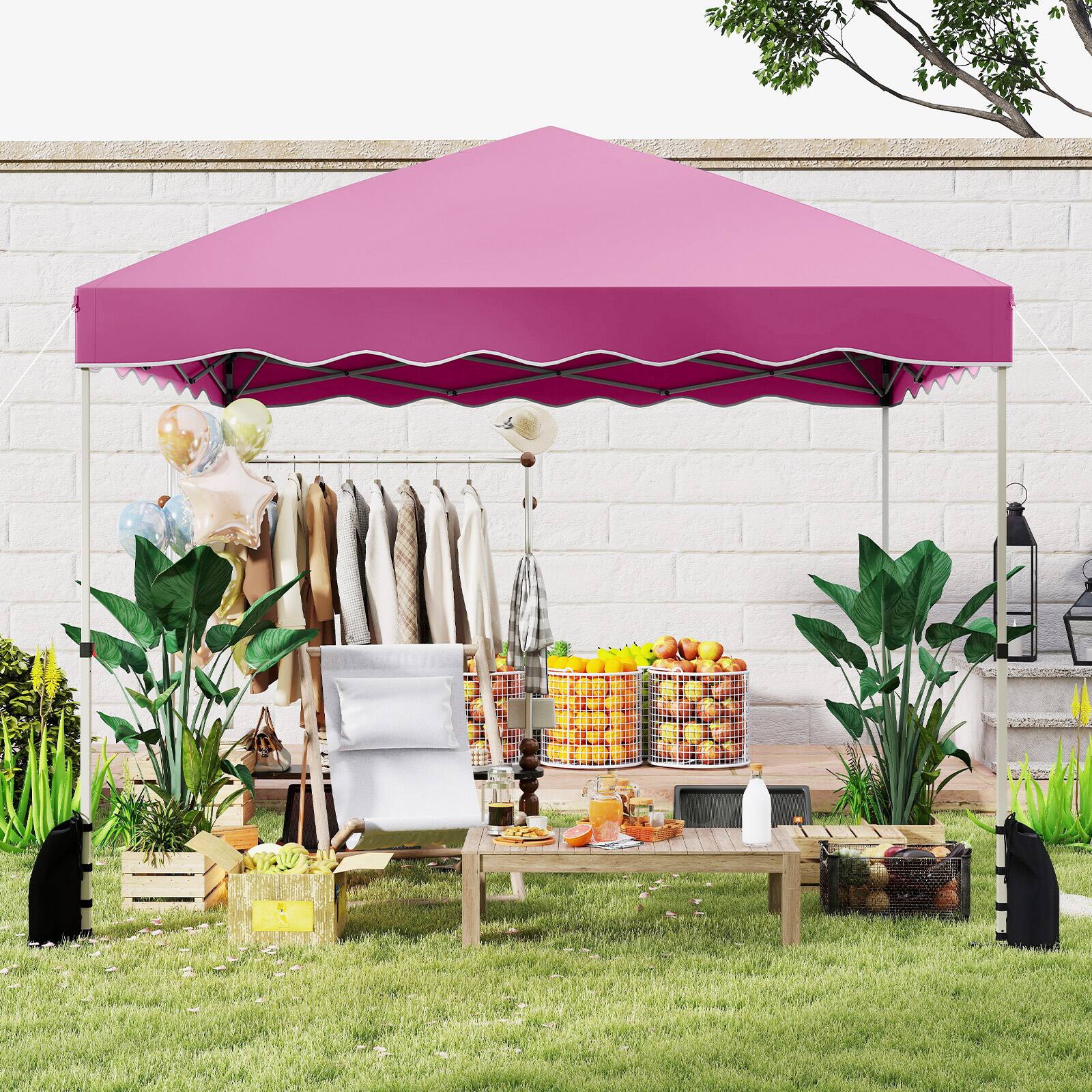 Alt View 3. Gymax - Gymax 10 X 10 FT Pop up Canopy Tent Portable Foldable Patio Shelter w/ Wheeled Bag Pink - Pink.