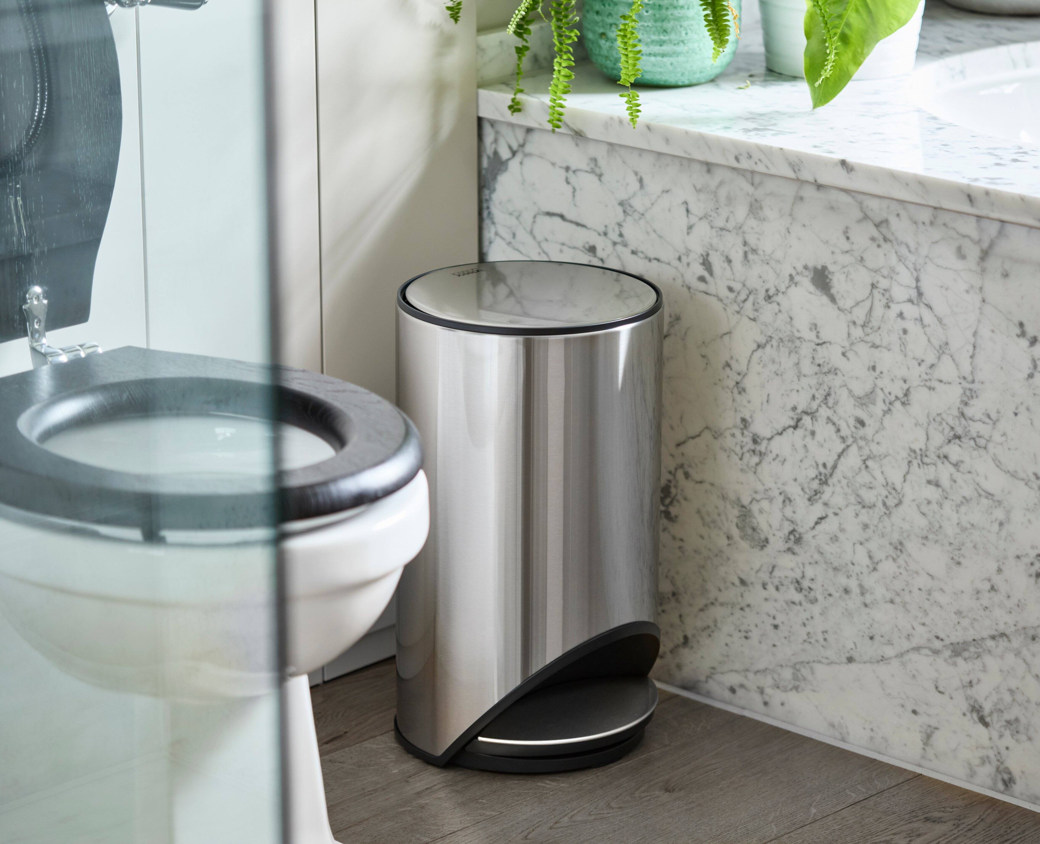 Alt View 1. Joseph Joseph - Arc 10-liter Easy-push Pedal Trash Can - Stainless Steel.