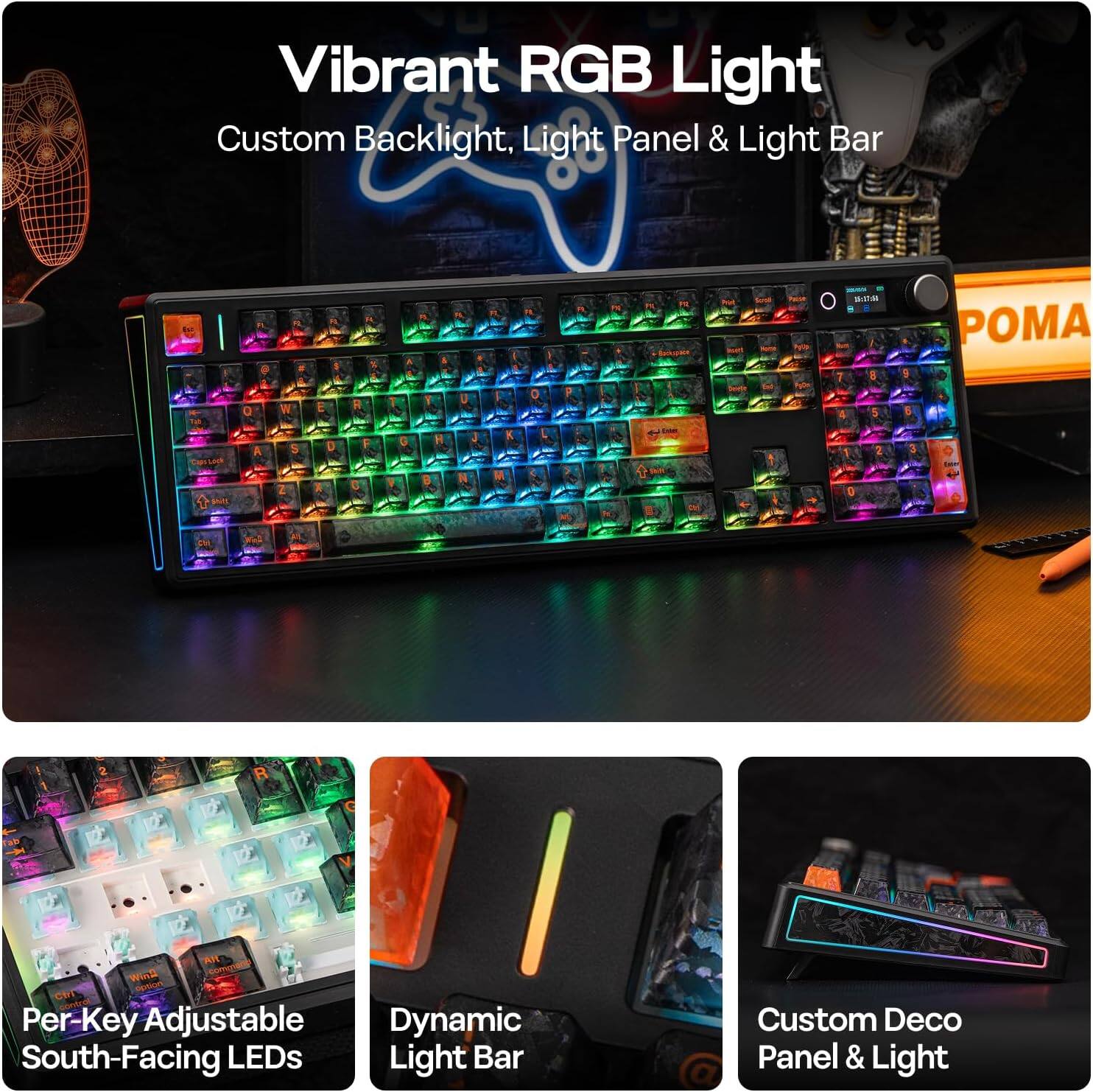 Vibrant RGB Light Custom Backlight, Light Panel & Light Bar

Per-Key Adjustable Dynamic South-Facing LEDs Light Bar Custom Deco Panel & Light