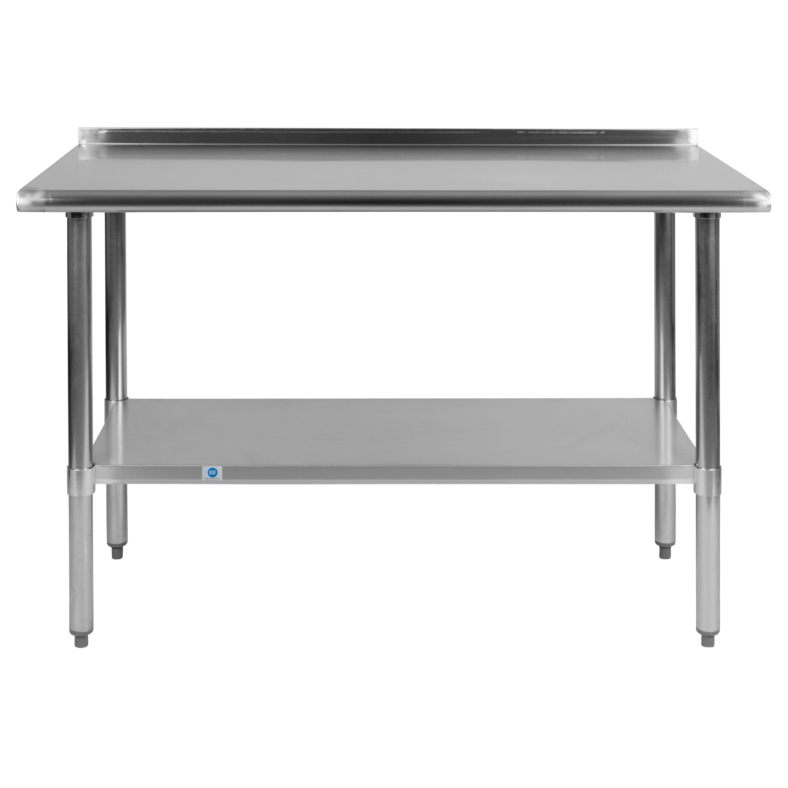 Alt View 7. Emma + Oliver - Stainless Steel 18 Gauge Prep and Work Table with Backsplash and Shelf, NSF - Stainless Steel.