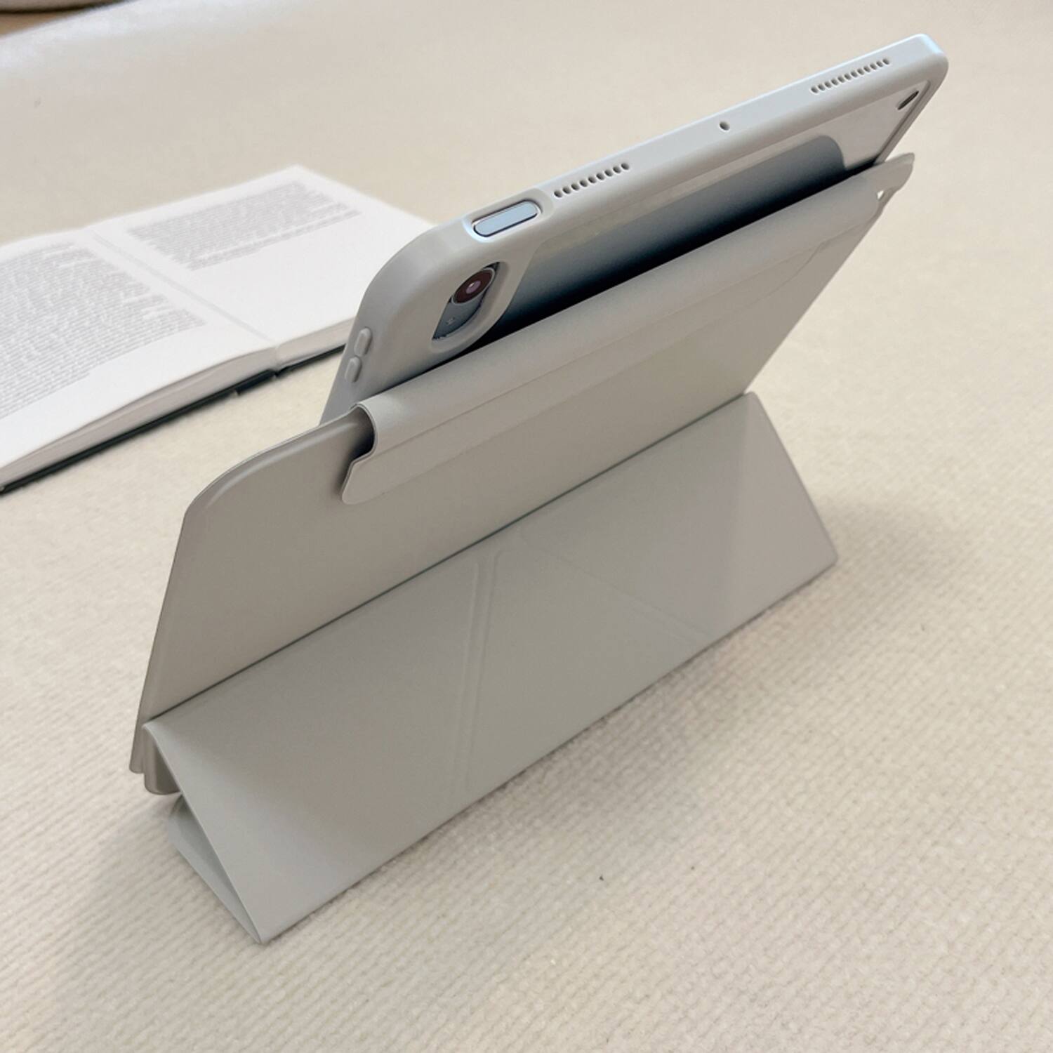 Alt View 4. Dteck - for Apple iPad (A16) 11" 2025 & iPad  10th Gen 2022 Premium Vegan Leather Folio Case,Y-Fold Magnetic Closure Flip Cover - Gray.