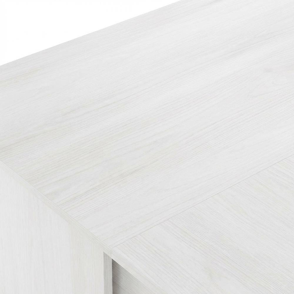 Alt View 1. BisonOffice - L-Shape Desk, Stainless Steel Tubes And White Oak Finish For Modern Workspaces - White Oak/Chrome.