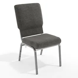 Emma + Oliver - Church Chairs 18.5 in. Wide - Charcoal Gray Fabric/Silver Vein Frame