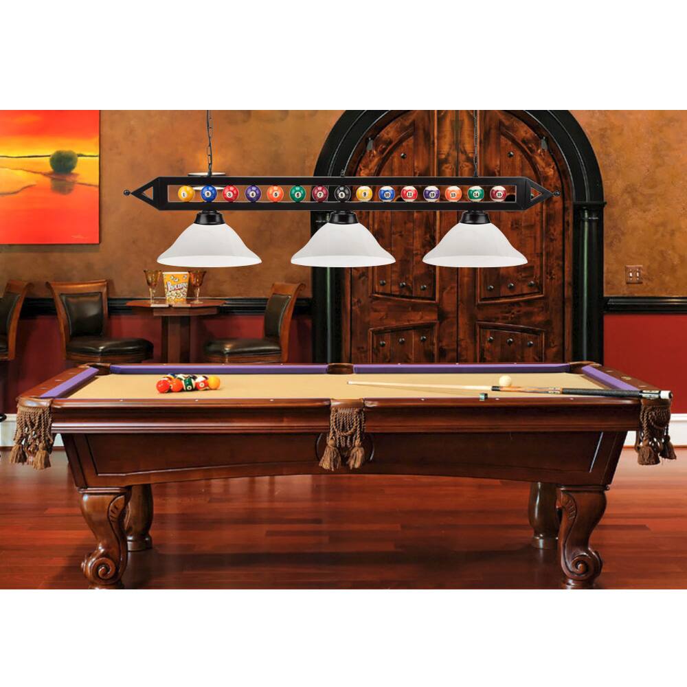 Alt View 1. GSE Games & Sports Expert - 59" Pool Billiard Table Light with Billiard Balls Decoration, Pool Table Accessories - White Glass - White Glass.