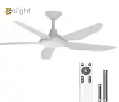 Front. ENLIGHT - 52" Smart DC Ceiling Fan with CCT Dimmable LED Light, 5 Blades, Energy Efficient, Quiet Operation, Damp Rated - White.