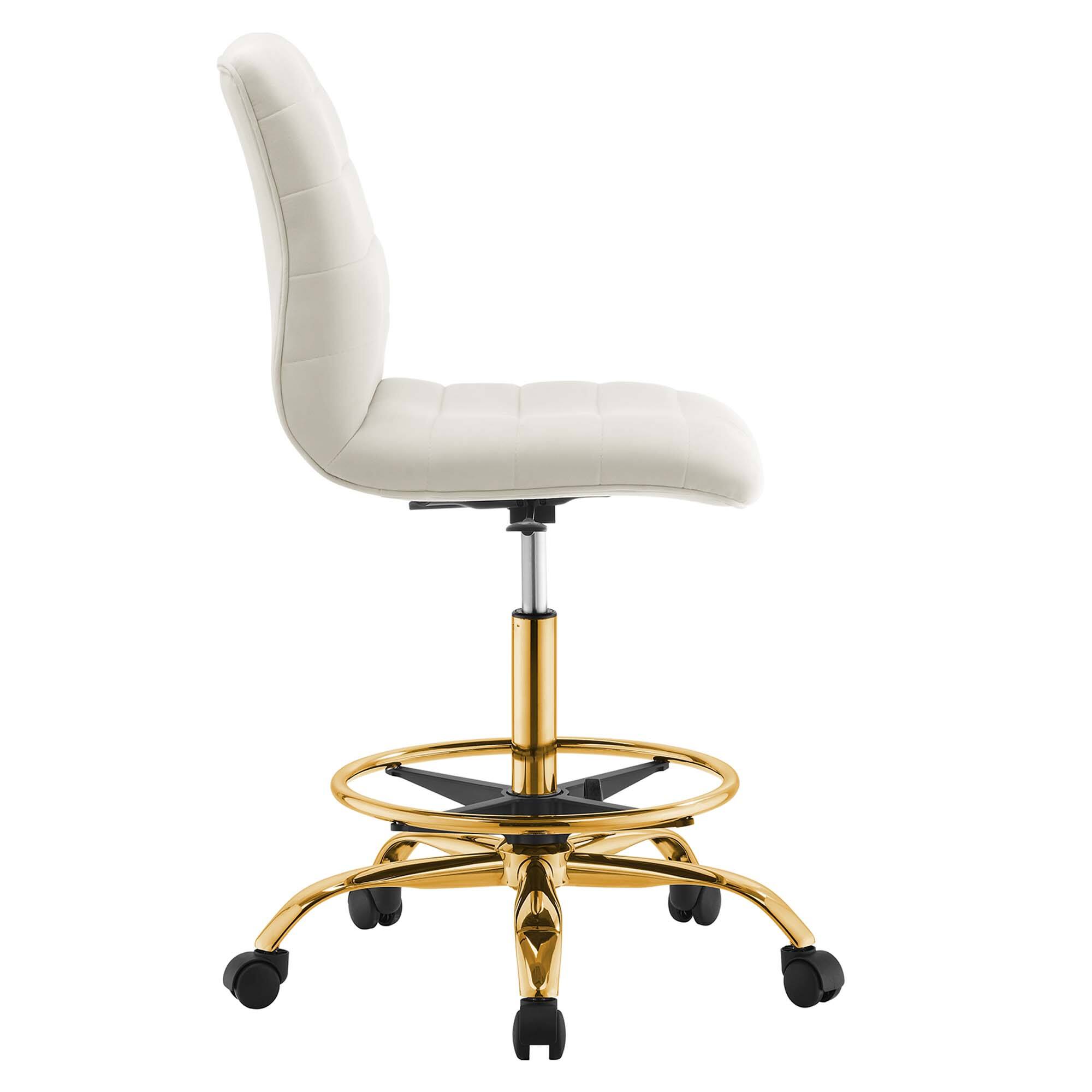 Left. Modway - Ripple Armless Performance Velvet Drafting Chair by Modway - White.