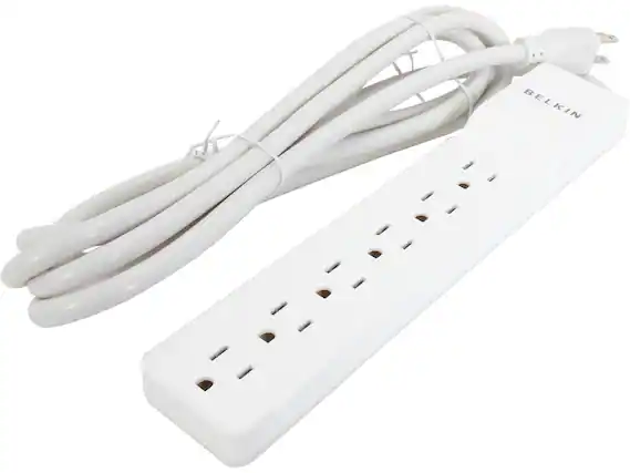 Front. Belkin - BELKIN BE106000-10 10 Feet 6 Outlets 720 Joules Home/ Office Surge Protector - Black.
