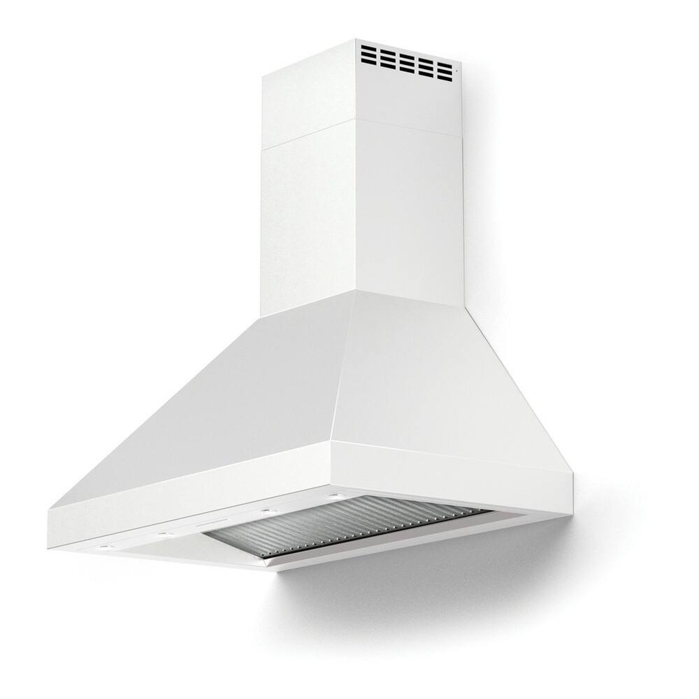 Alt View 2. Verona - Verona 36 inch Designer Chimney Wall Hood with 600 CFM (White) - White.