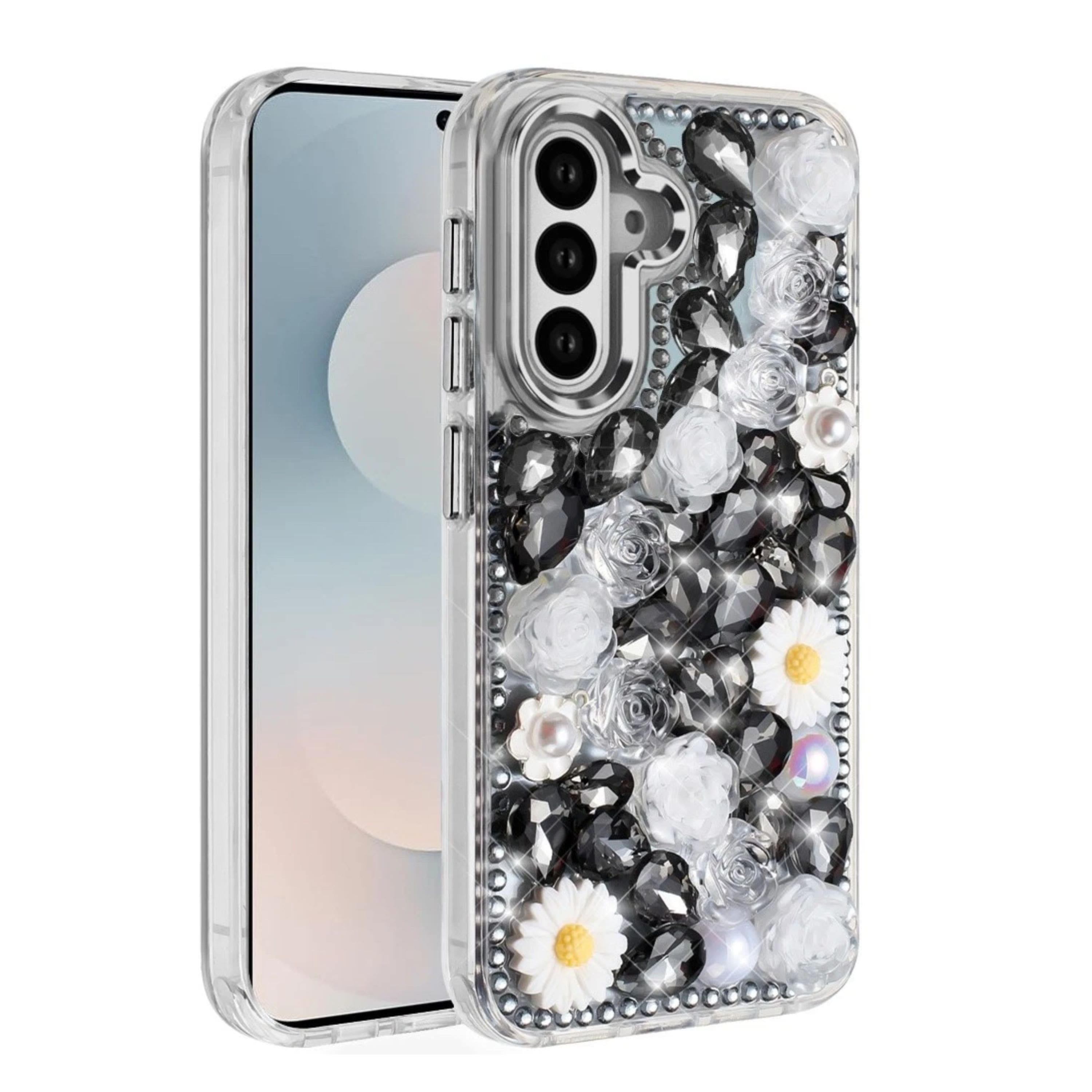 Kitcheniva - Full 3D Rhinestone Jewel Phone Case With Tempered Glass For Samsung S25 FE - Black price history on PriceWatchPro