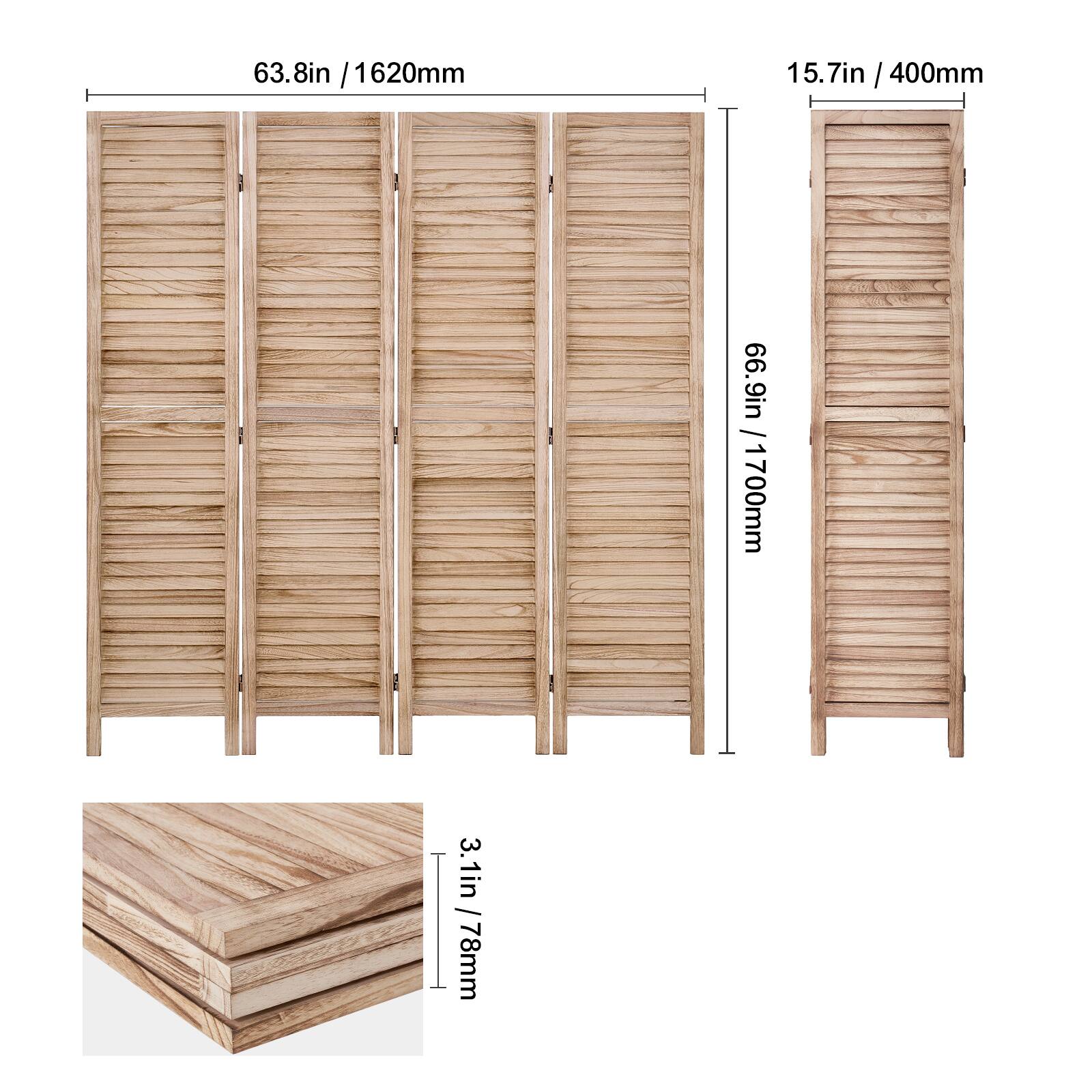 63.8in / 1620mm  
15.7in / 400mm  
66.9in / 1700mm  
3.1in / 78mm
