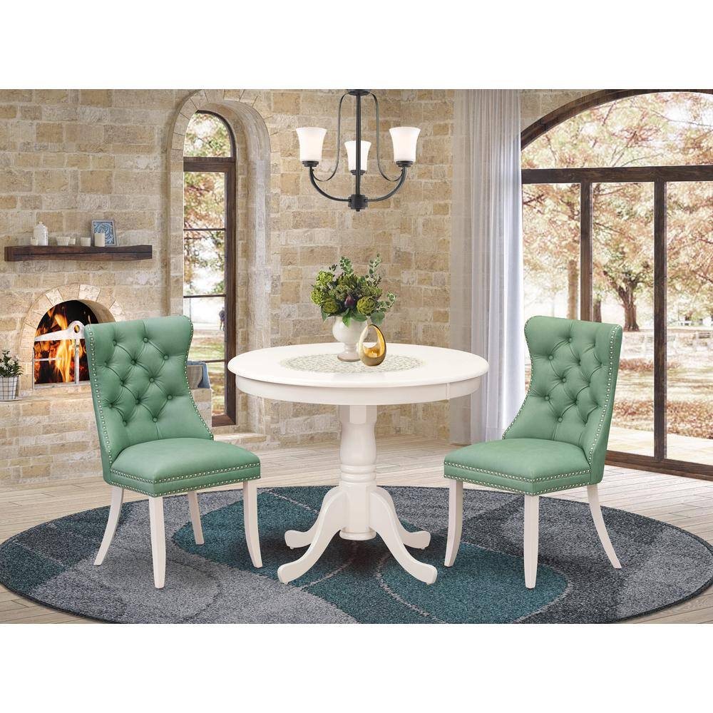 Alt View 3. East West Furniture - 3 Piece Dining Room Set - White.