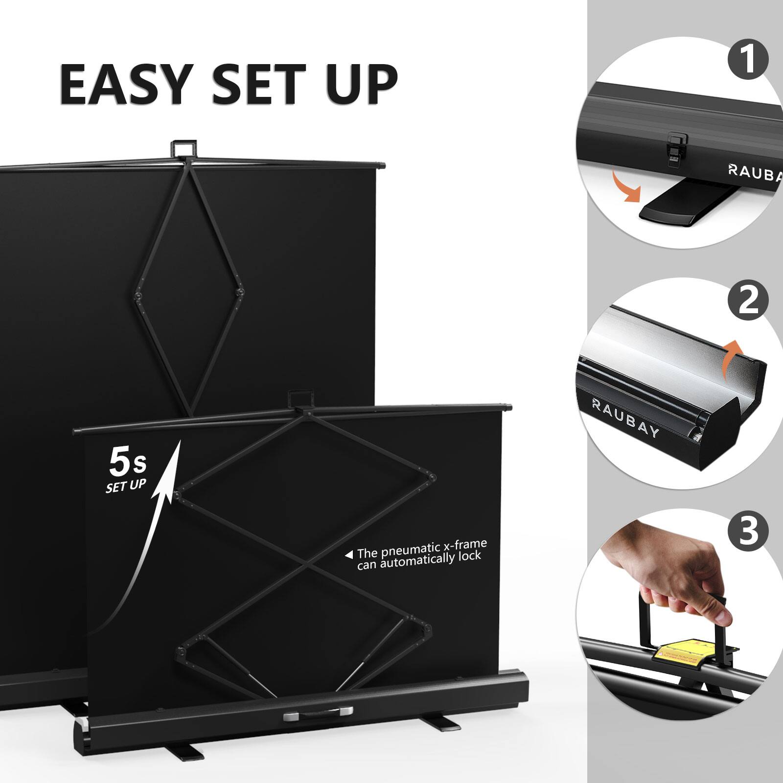 EASY SET UP
1 RAUBA
2 5s S SET UP
pneumatic x-frame
The lock can automatically
RAUBAY
3