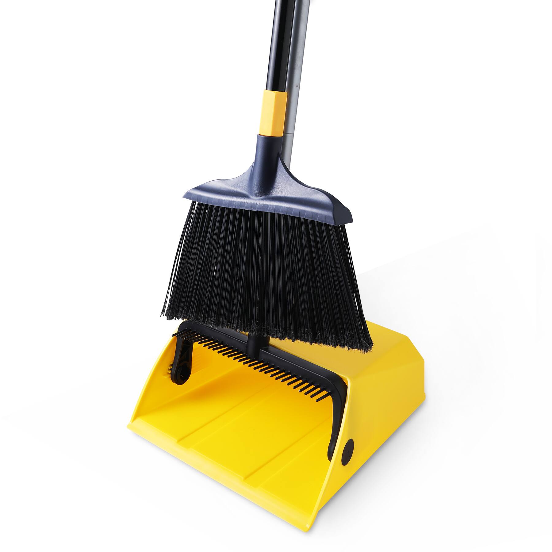 Front. Yocada - Commercial Broom and Dustpan Set with Comb Commercial Outdoor Indoor.