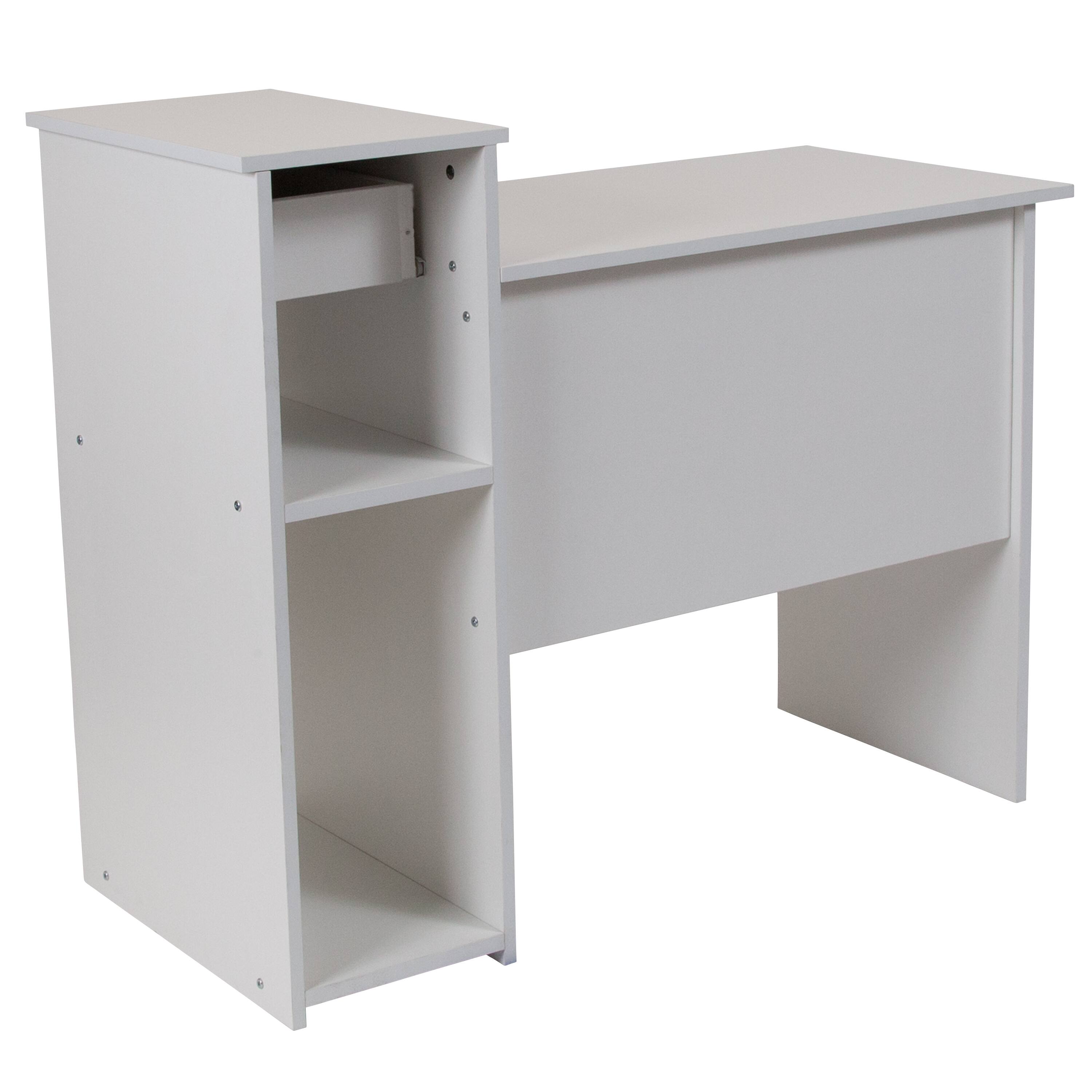 Alt View 4. Emma + Oliver - Desk with Shelves and Drawer - White.