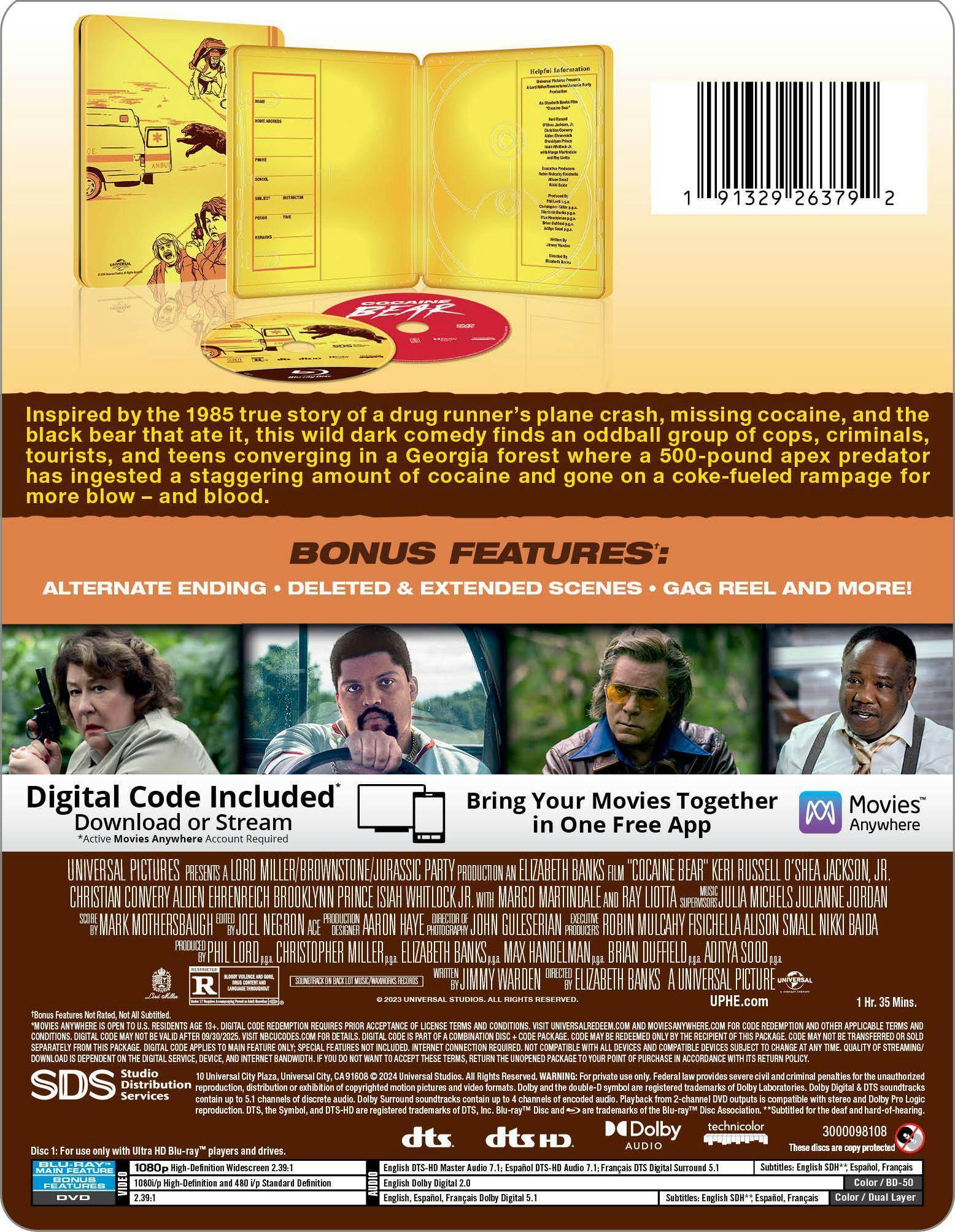 Back. Cocaine Bear - Limited Edition Steelbook [Blu-ray].