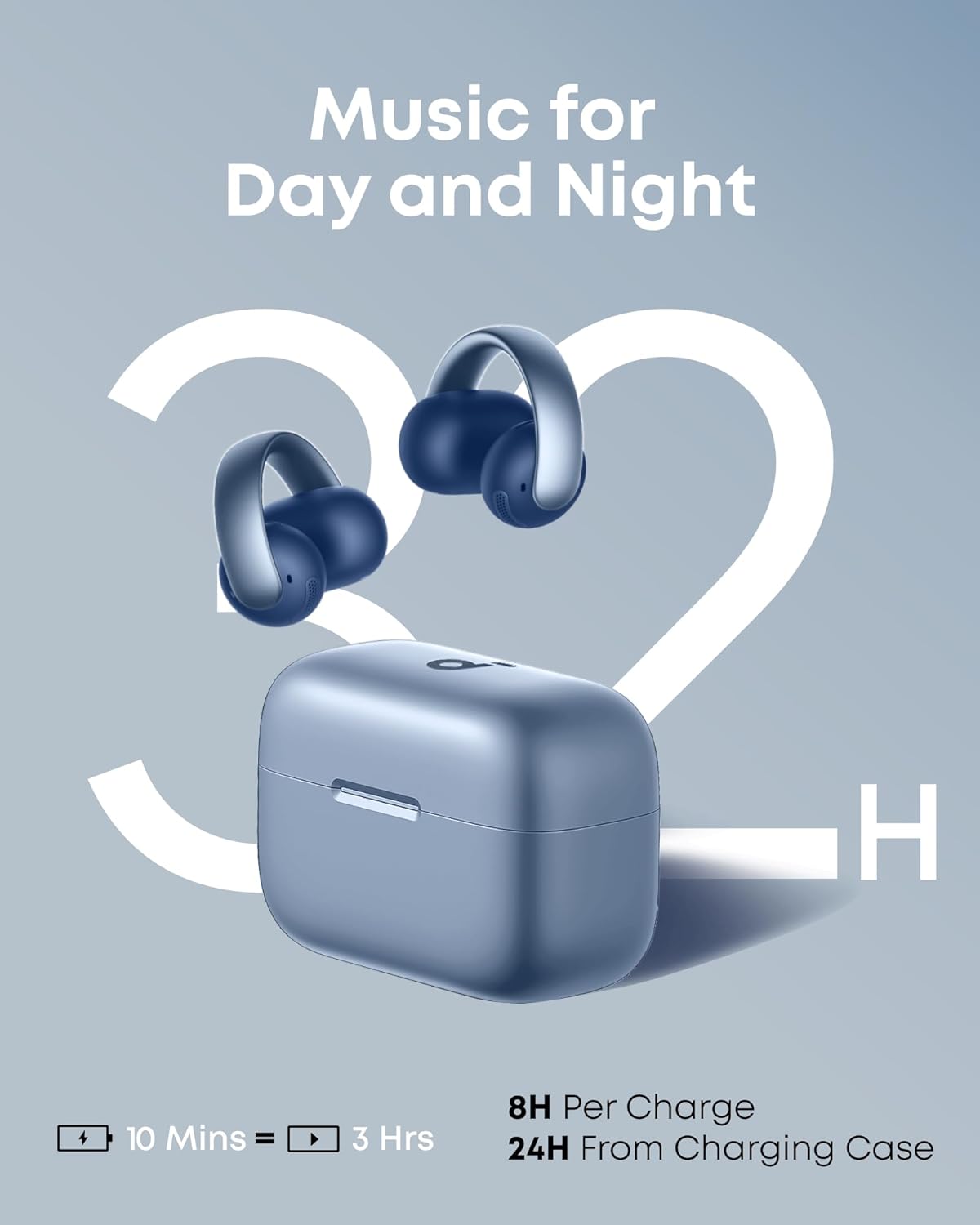 Music for Day and Night

32H

10 Mins = 3 Hrs

8H Per Charge
24H From Charging Case