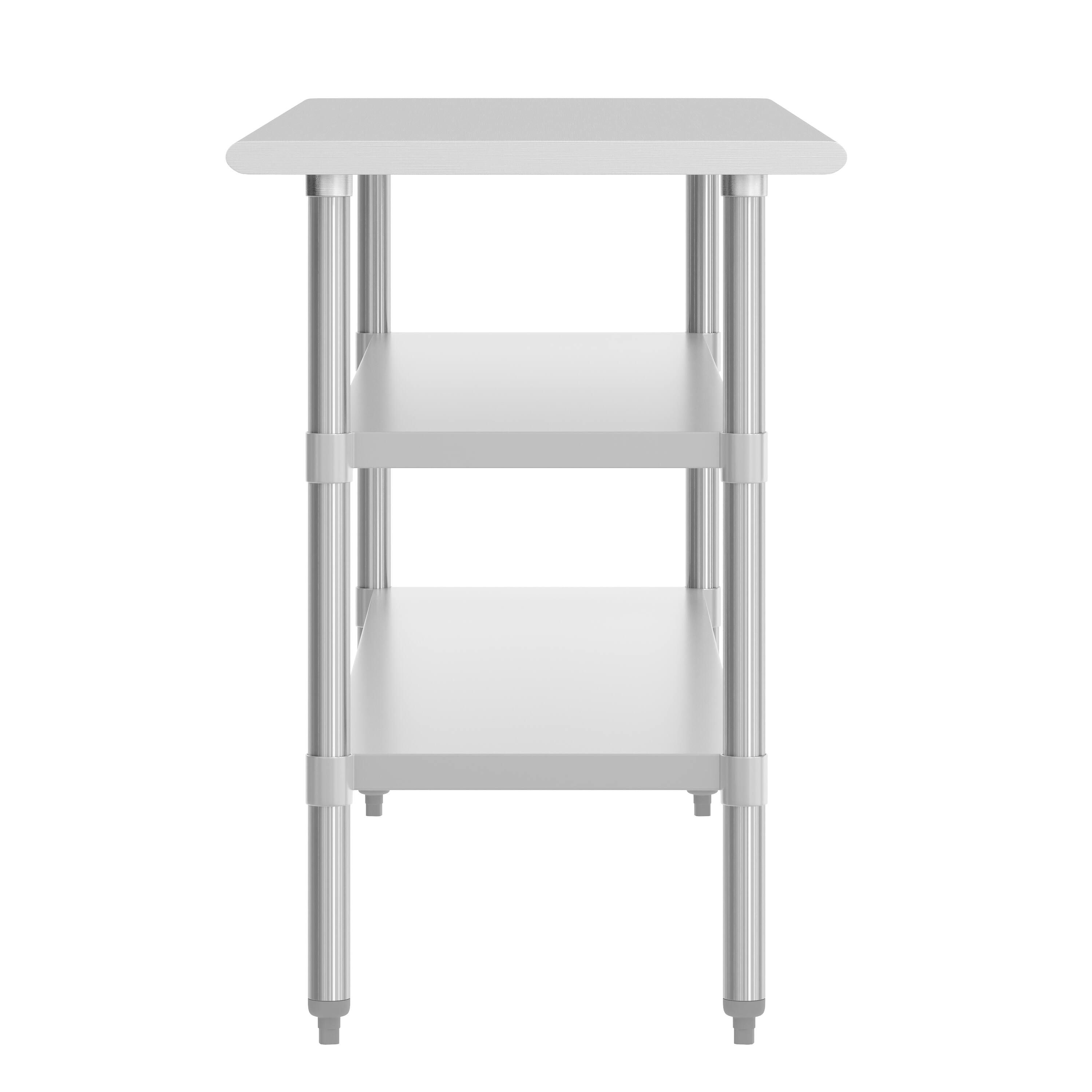 Left. Flash Furniture - Reese 24x72 Portable Prep and Work Table with NSF Certified 18 Gauge Stainless Steel Top Shelf and 2 Adjustable Galvaniz - Gray.