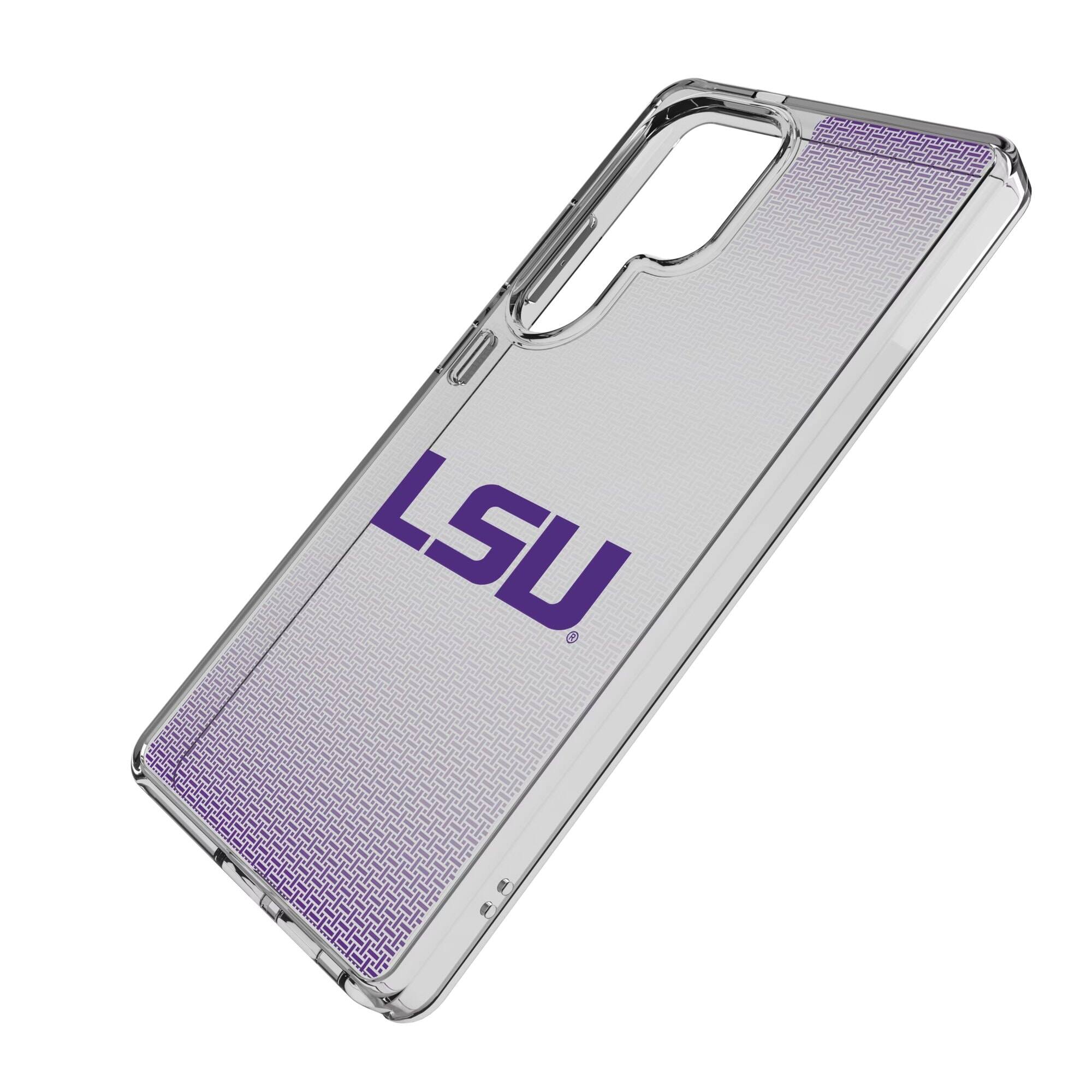 Alt View 1. Keyscaper - LSU Tigers Linen Logo Galaxy Clear Case - S22 - Multicolor.