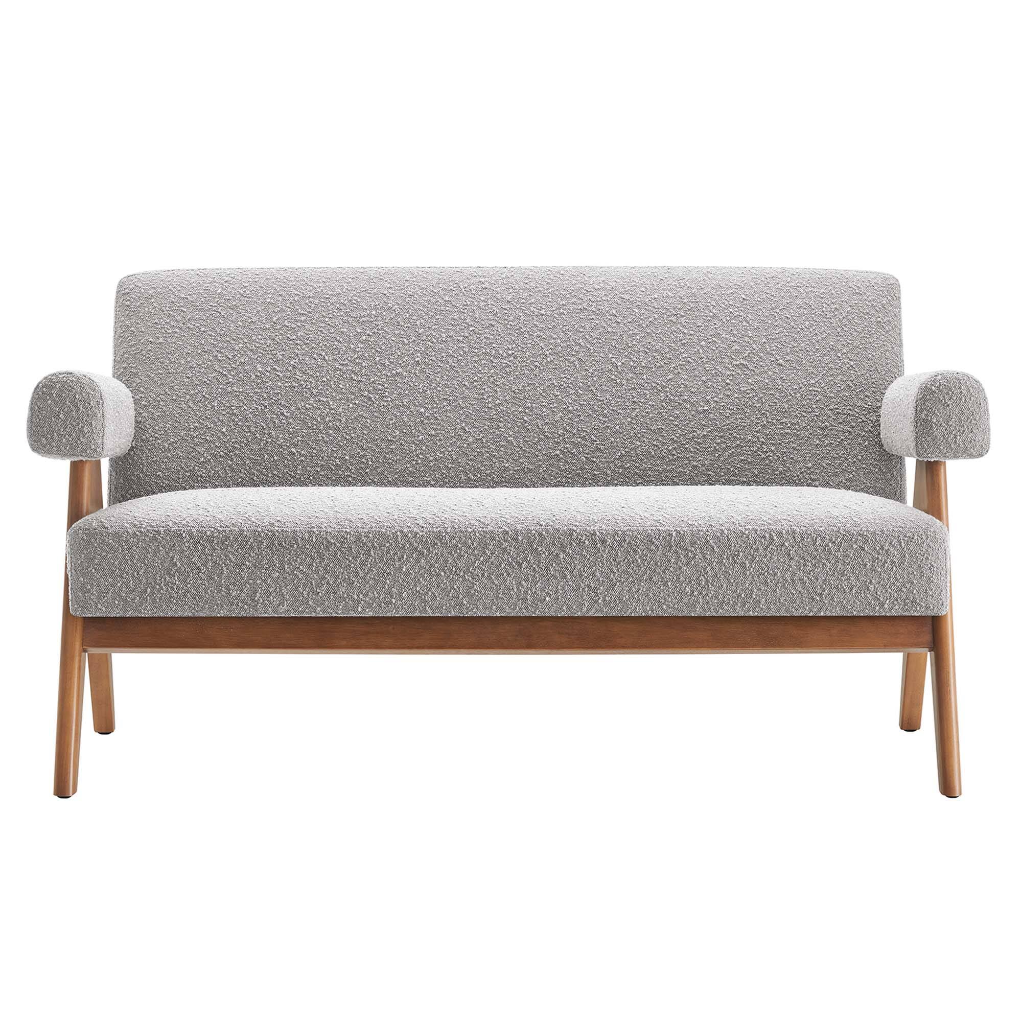 Alt View 4. Modway - Lyra Boucle Fabric Loveseat by Modway - Light Gray.