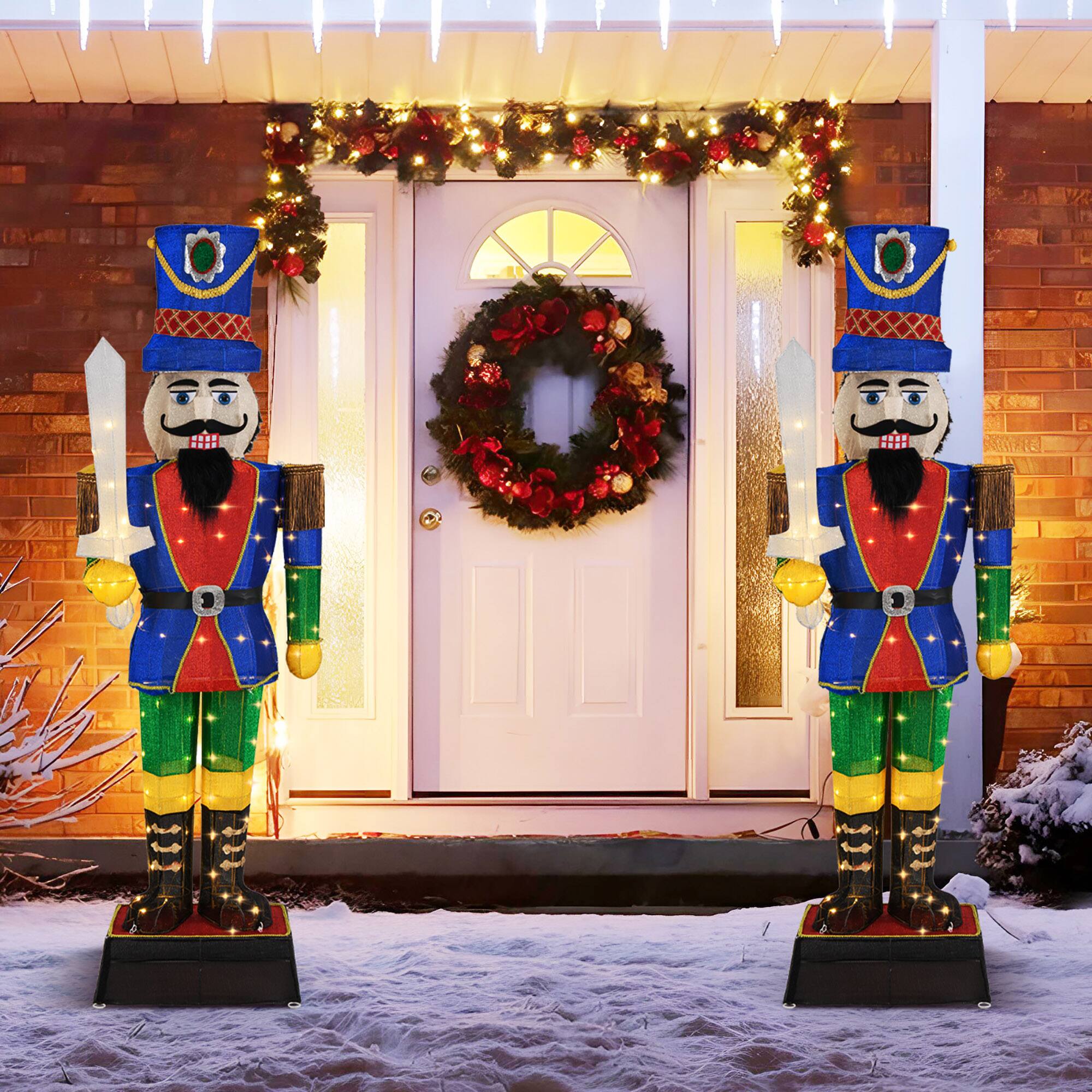 Alt View 9. Gymax - Gymax 6 FT Lighted Nutcracker w/ Sword Life-Size Soldier Christmas Decoration - Multicolor.