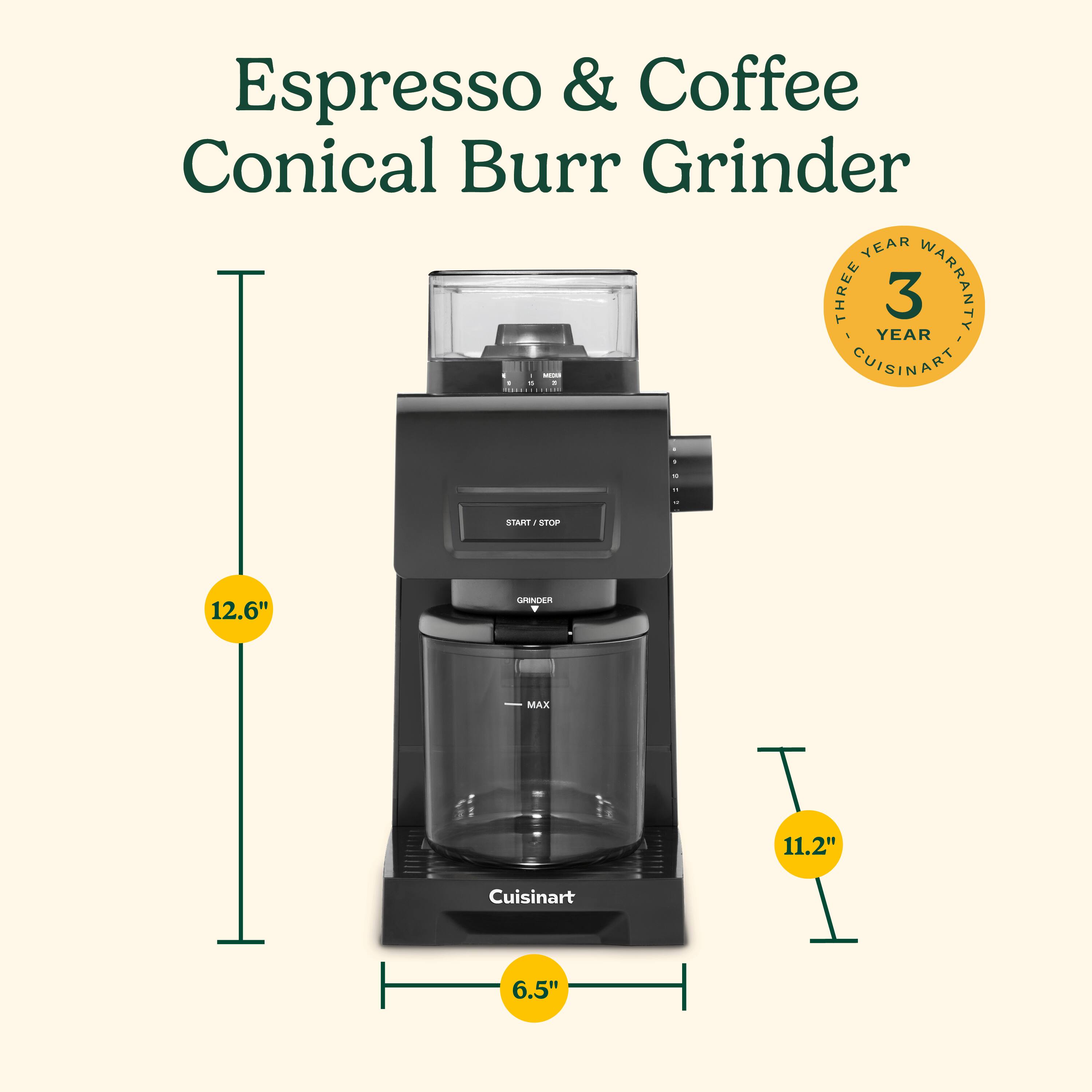 Espresso & Coffee Conical Burr Grinder 3 Year Warranty - Cuisinart