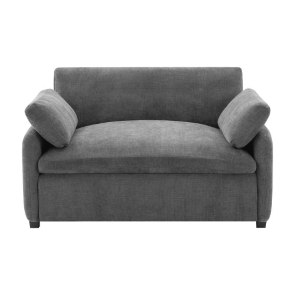Alt View 2. LUCKY ONE - 50" Oversized Chenille Single Sofa Chair w/ Wide Deep Seat & 2 Pillows - Gray.