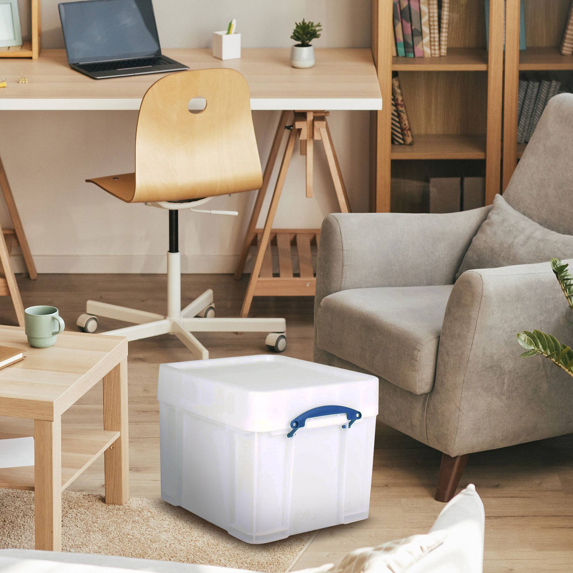 Alt View 4. Really Useful Box - Really Useful Box 35 Liter Extra Strong Plastic Storage Box with XL Lid, 3 Pack - White.