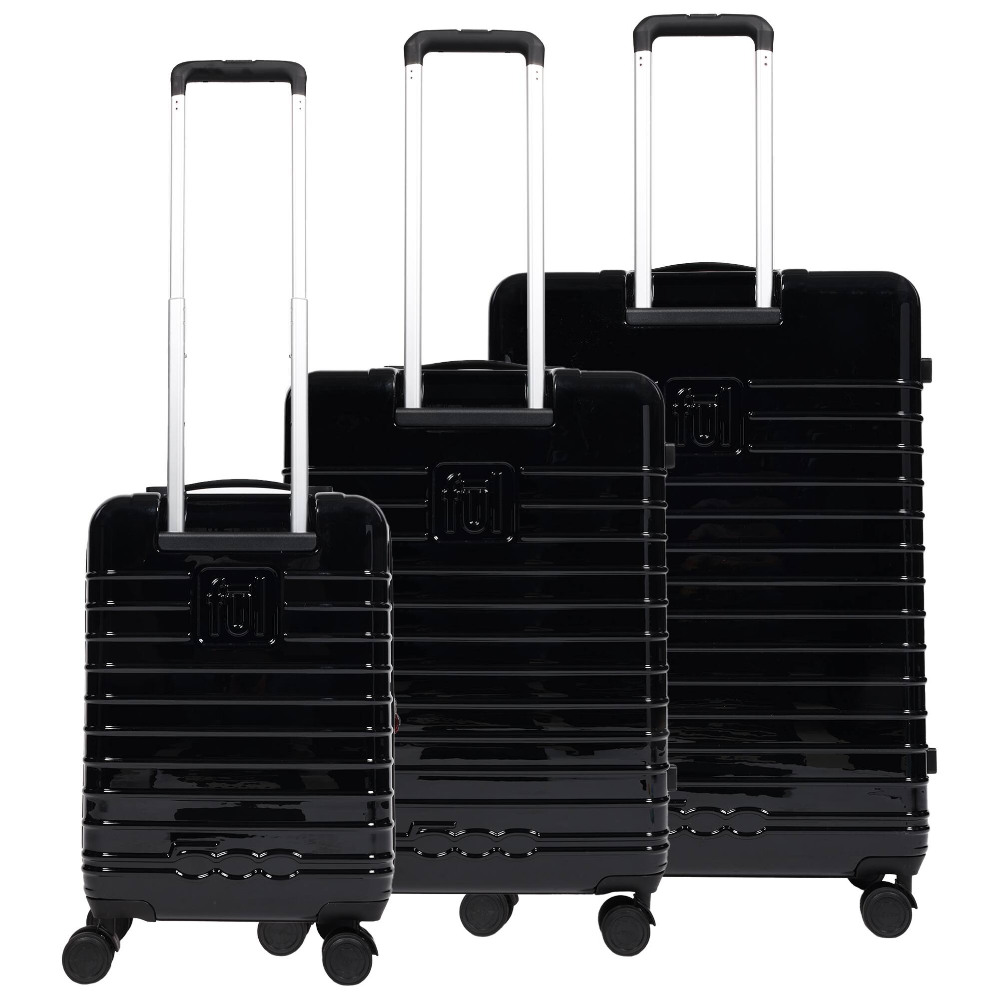 Back. Ful - 3-Piece Expandable Hardside Spinner Luggage Set – 22", 26.5", 31.5" - BLACK.