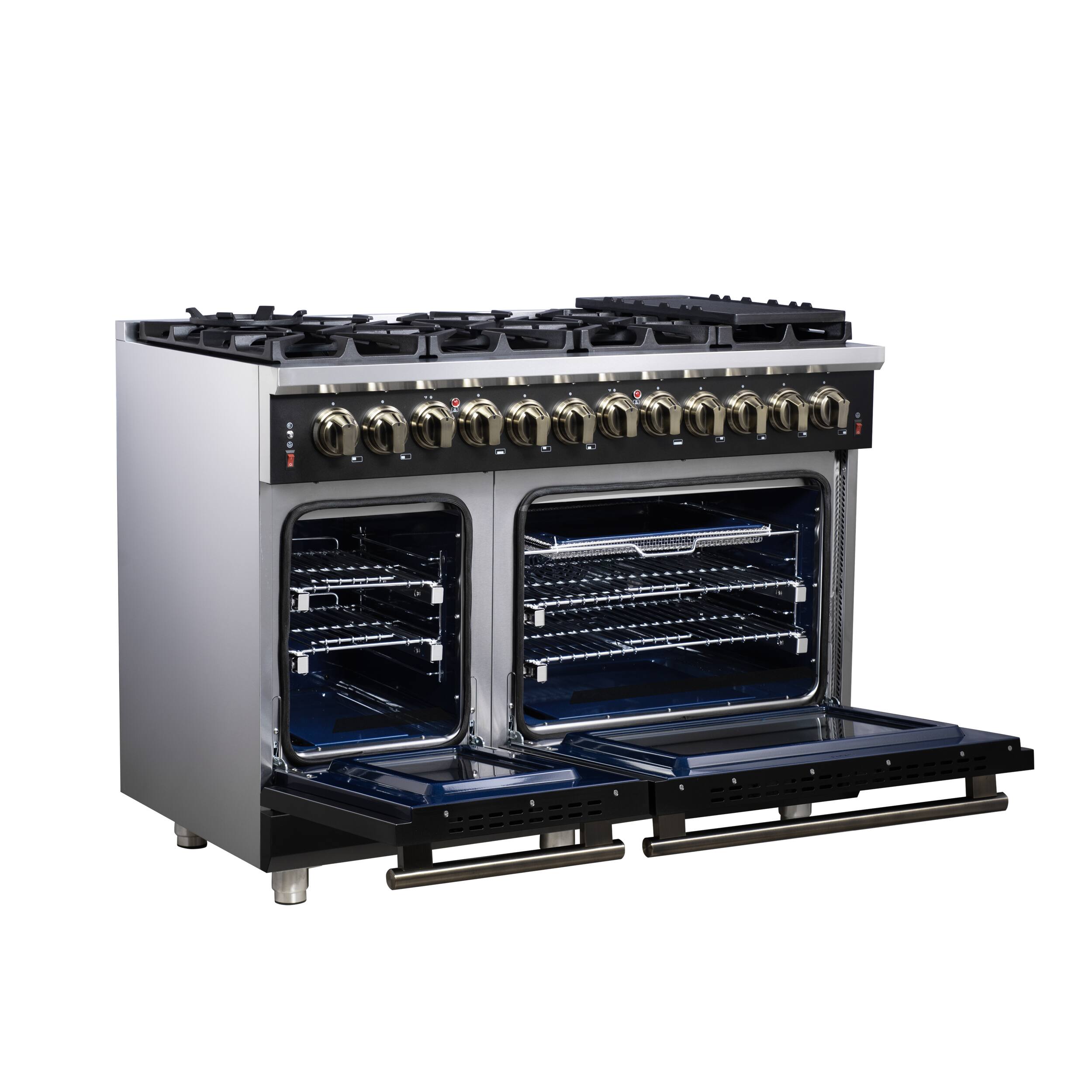 Alt View 8. Forno Appliances - Massimo 6.58 Cu. Ft. Freestanding Double Oven Dual Fuel True Convection Range with Air Fryer Basket - Black.