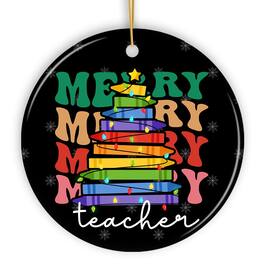OrnamentallyYou - Teachers Colorful Crayon Christmas Tree Ornament Fun and Festive Educator Gift - Multi-colored