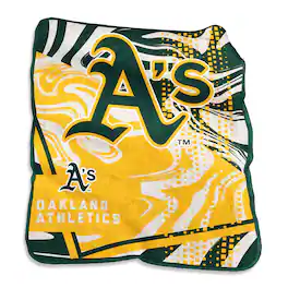 Logo Brands - Oakland Athletics 50" x 60" Swirl Raschel Throw Blanket - Multicolor