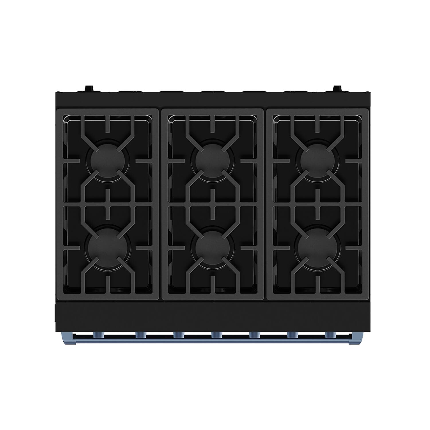 Back. Thor Kitchen - Gordon Ramsay Series by Thor Kitchen 6.0 Cu. Ft Freestanding Gas Range with Navy Blue Hardware - Black.