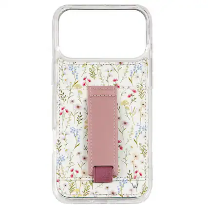 Front. Walli Cases - Wildflower Phone Case with Wallet and Finger Strap for iPhone 17 Pro - Wildflower.