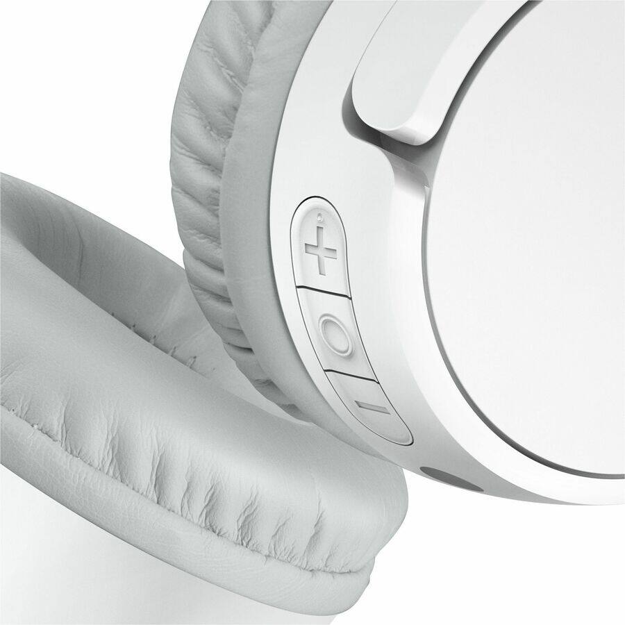 Alt View 1. Belkin - Belkin Wireless Bluetooth On-Ear Headphones for Kids w/ Mic - 85dB Limit - w/ USB-C Cable - Headset - White - Stereo - White.