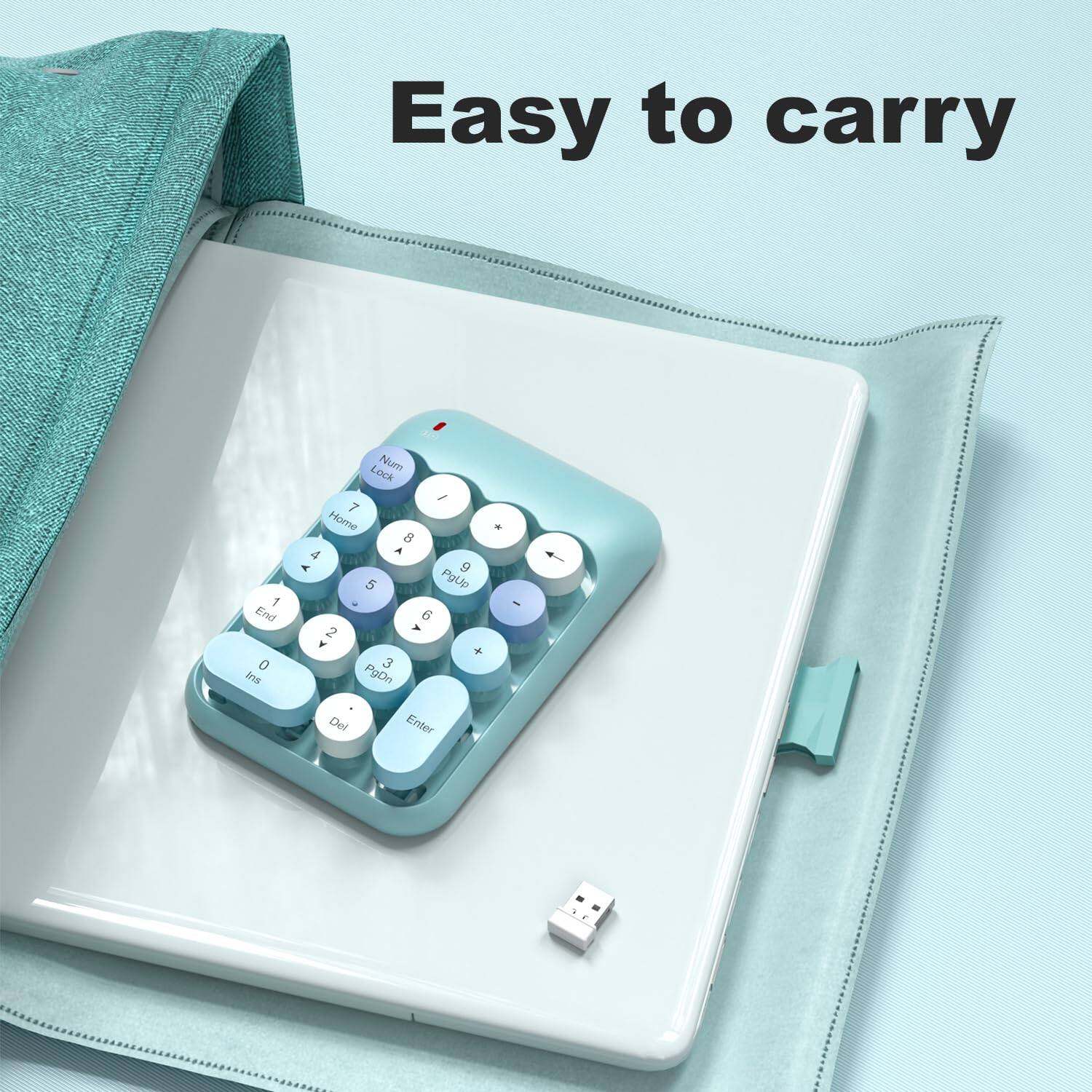 Easy to carry

1 End 0 In Lock Num / 7 Home 4 A - g 5 PgUp 6 2 - F + 3 PgDn Del Enter * -