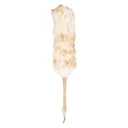 Unique Bargains - Wool Duster 24.4 Inch Natural Feather Cleaning Tool with Wooden Handle for Fans Windows Blinds and Furniture - White Coffee