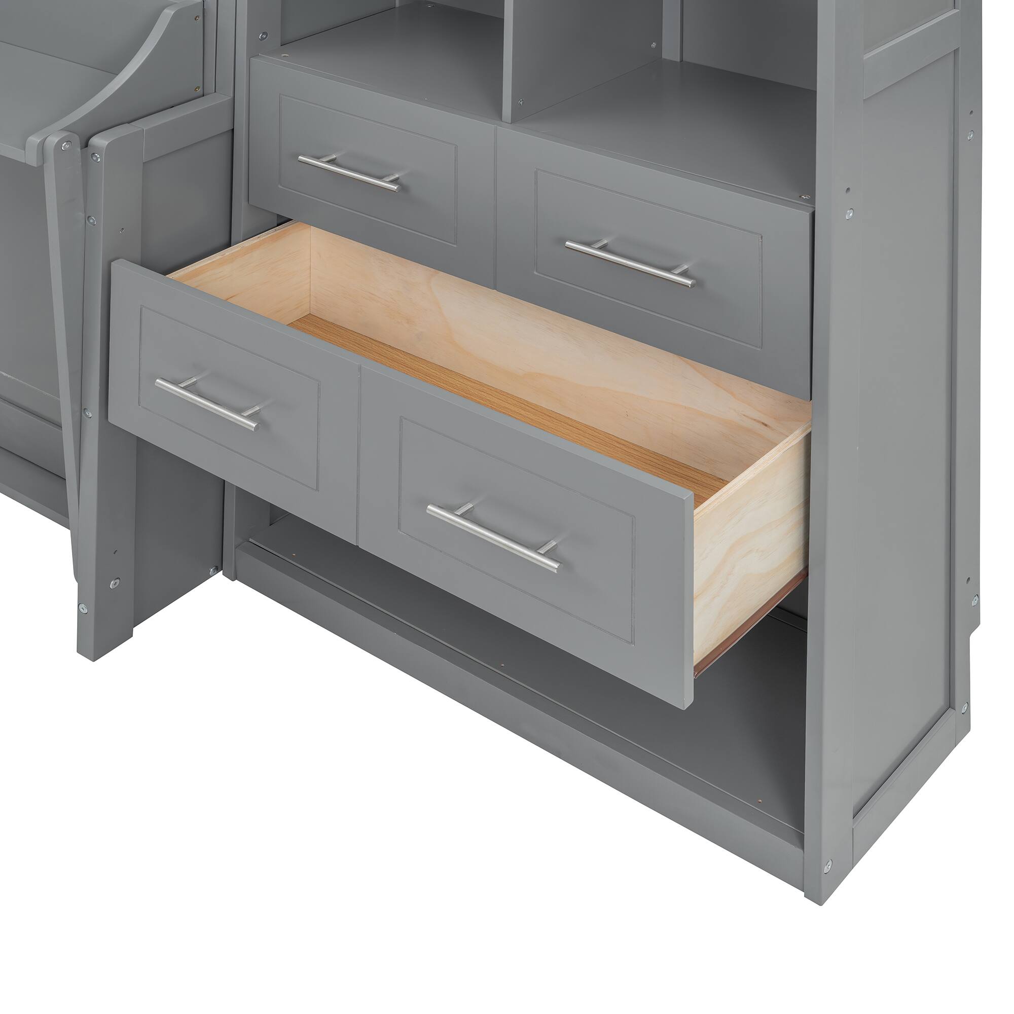 Alt View 2. Anysun - Queen Size Murphy Bed Wall Bed with Closet , Drawers and Shelves - Gray.