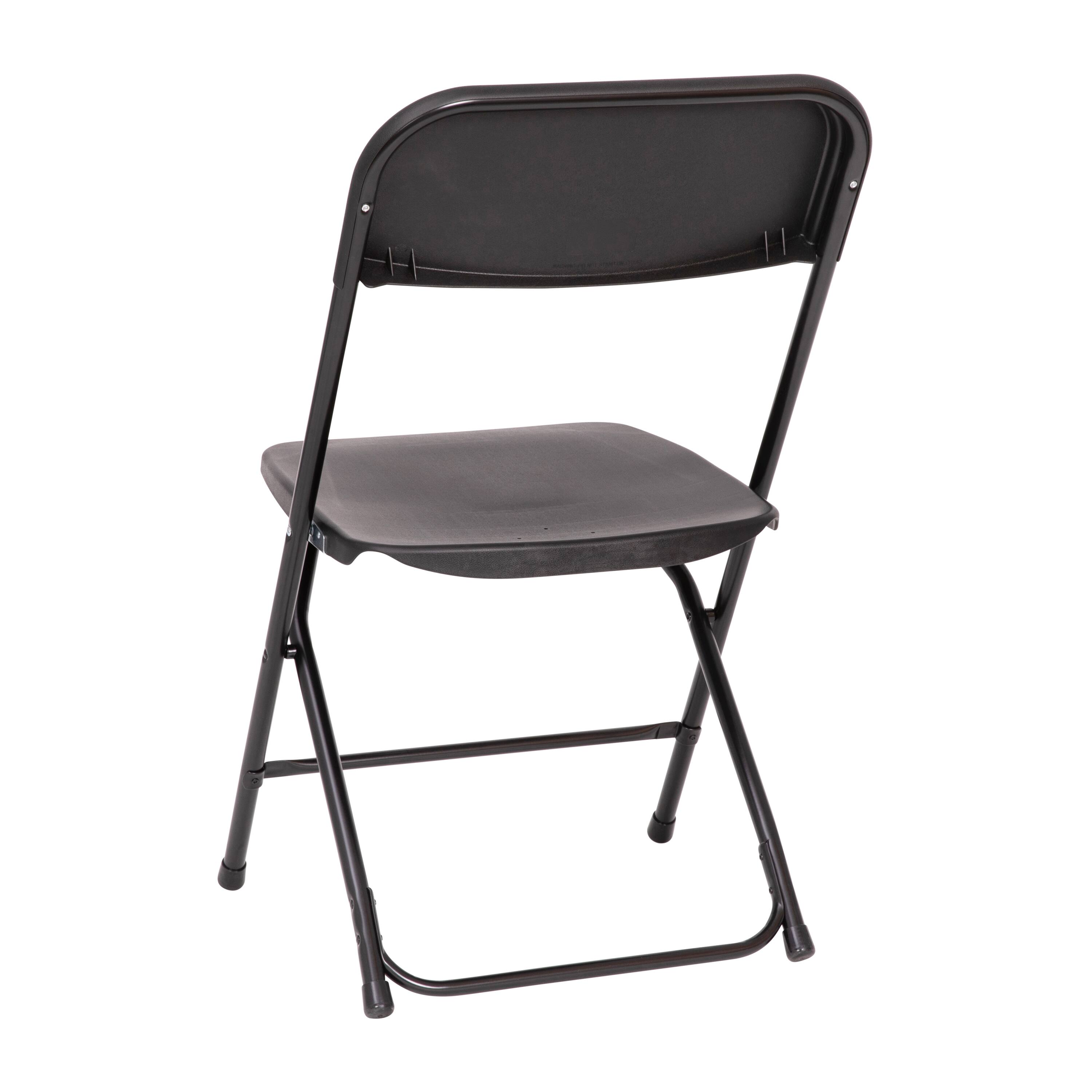 Alt View 10. Emma + Oliver - Set of 4 Extra Wide Plastic Folding Chairs with Sturdy Metal Frames - Black.