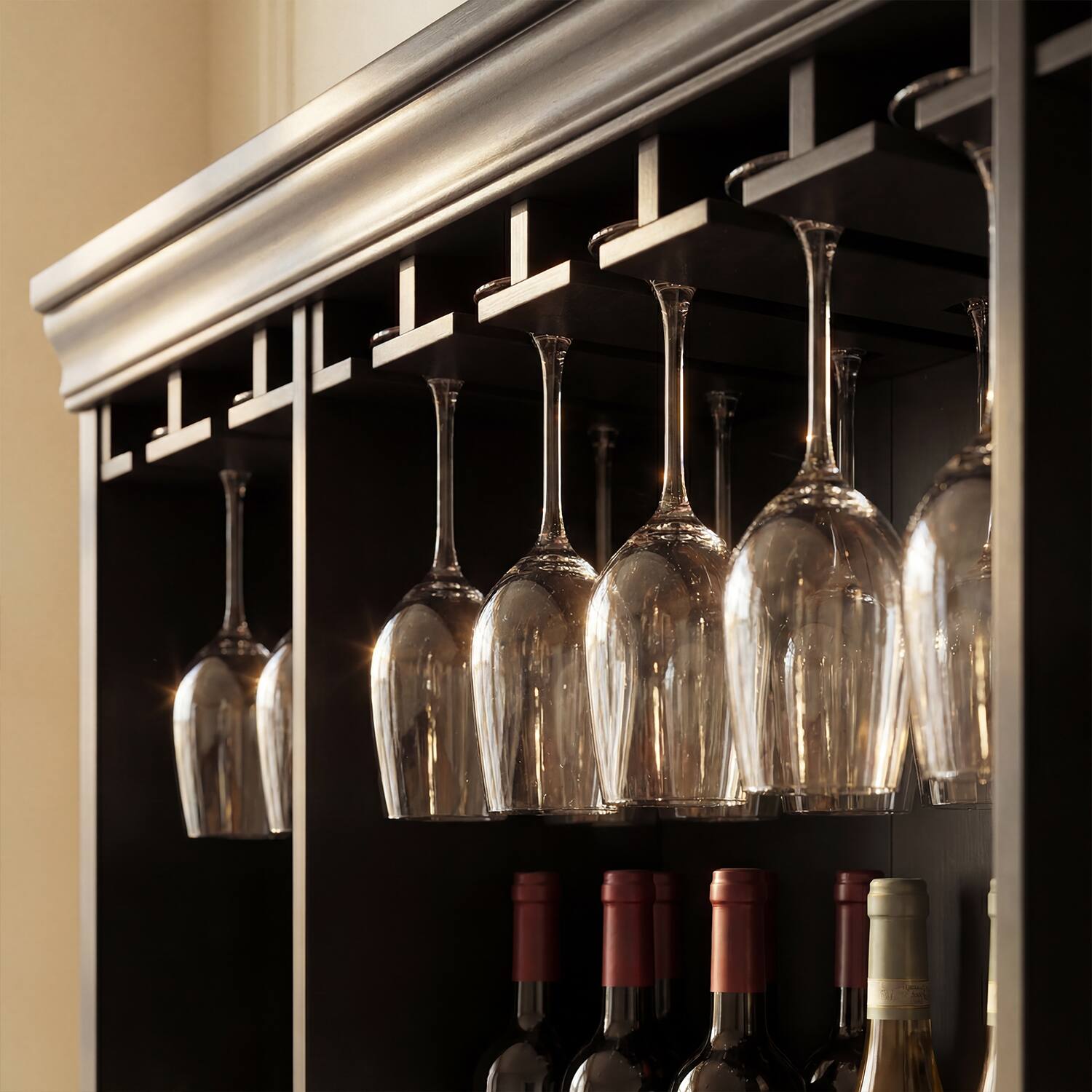 Alt View 3. Famapy - Wine Furniture Cabinet with Built-In Compressor Wine Cooler Refrigerator, 85L Capacity Stores Up to 34 Standard Bottles - Black.