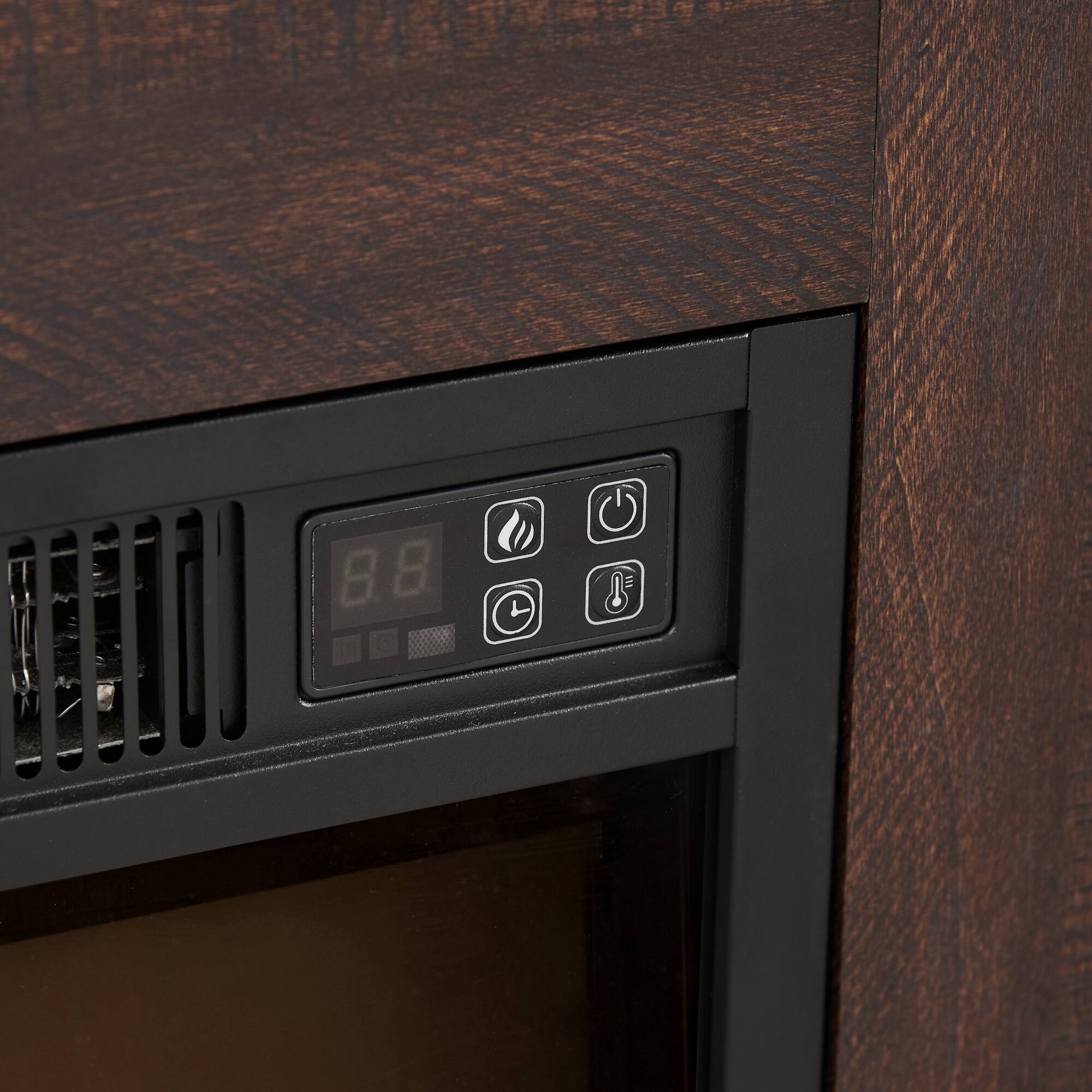 Alt View 7. GOODSILO - Electric Fireplace TV Stand with Adjustable Glass Shelves and LED Lighting for Televisions Up to 62 Inches - Espresso.