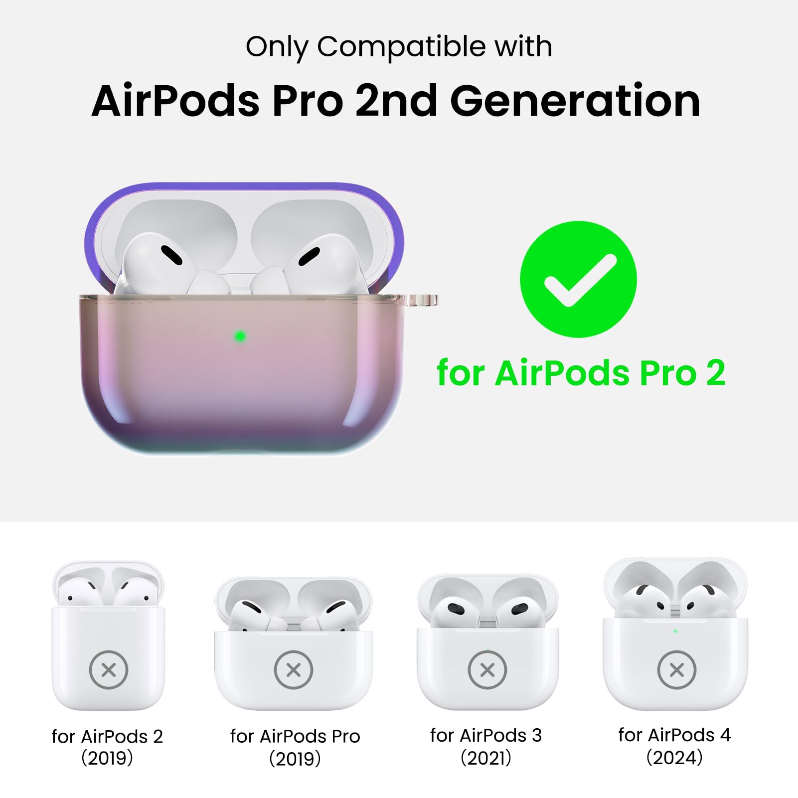 Only Compatible with AirPods Pro 2nd Generation for AirPods Pro 2 for AirPods 2 (2019) for AirPods Pro (2019) for AirPods 3 (2021) for AirPods 4 (2024)