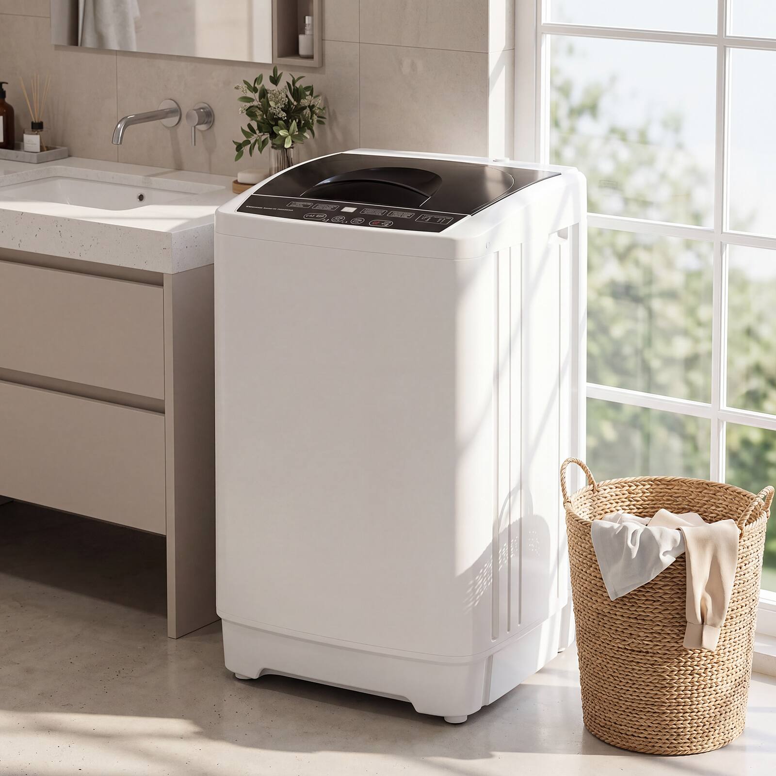 Alt View 1. Costway - Costway 9.93 lbs Full Automatic Washing Machine with 8 Preset Programs, Compact Washer - White.