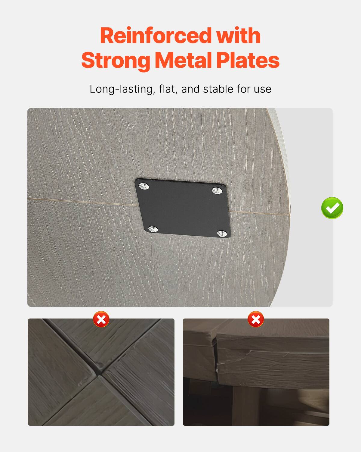 Reinforced with Strong Metal Plates

Long-lasting, flat, and stable for use