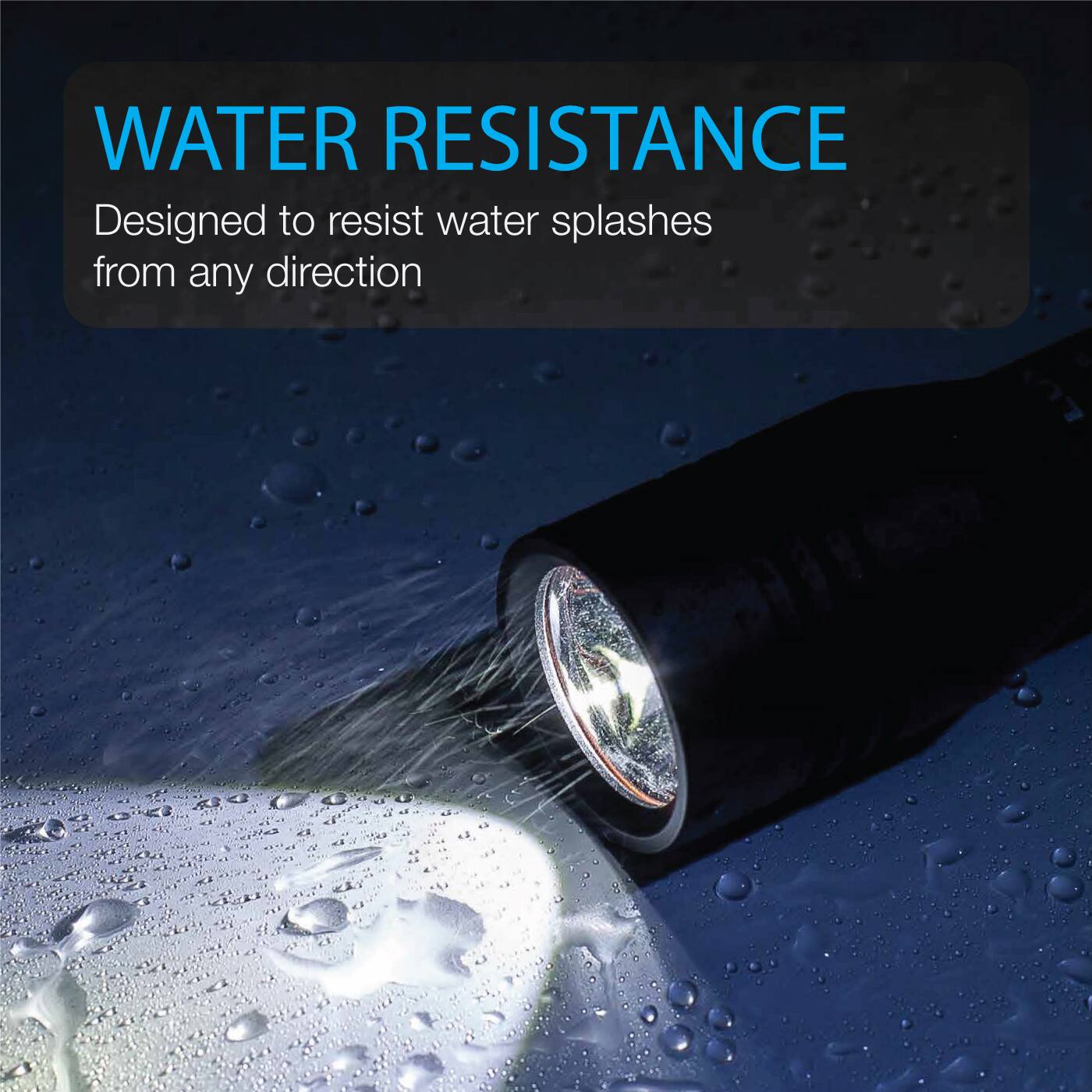 WATER RESISTANCE  
Designed to resist water splashes from any direction