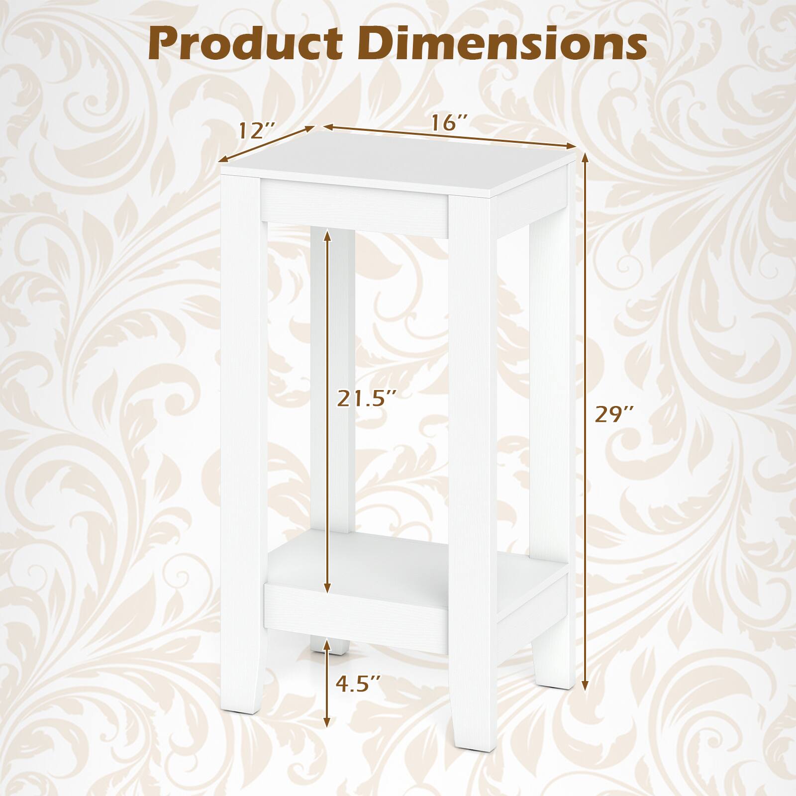 Product Dimensions: 12" x 16" x 21.5" x 29" x 4.5"