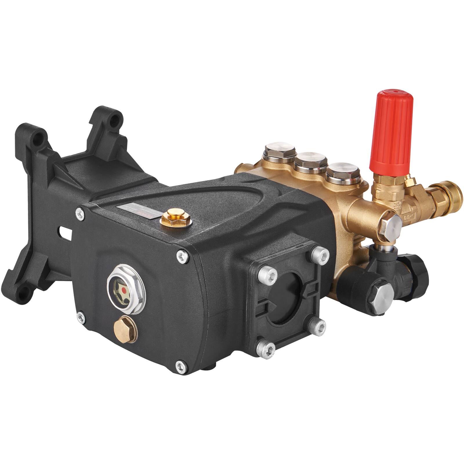 Alt View 5. VEVOR - Pressure Washer Pump, 1" Shaft Horizontal Triplex Plunger, 4400 PSI, 4 GPM Flow, Replacement Power Washer Pumps Kit - Black.