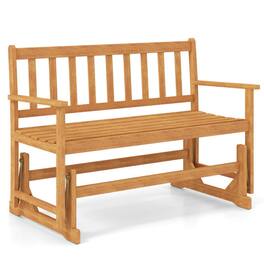 Pefilos - 2-Person Outdoor Acacia Wood Glider Bench Patio Swing Rocking Loveseat, Bench for Outdoor as Garden, Yard - Brown