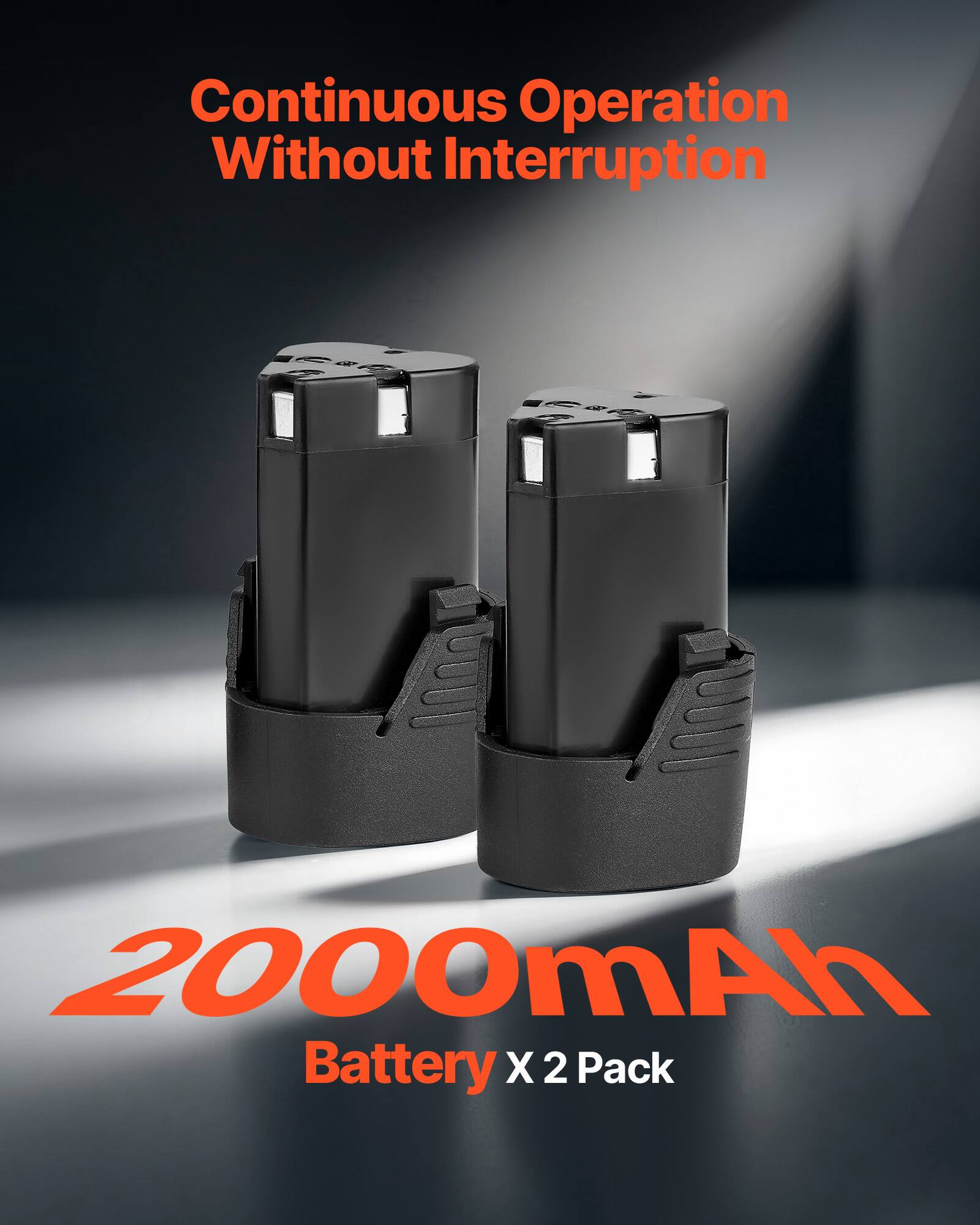 Continuous Operation Without Interruption  
2000mAh Battery X 2 Pack