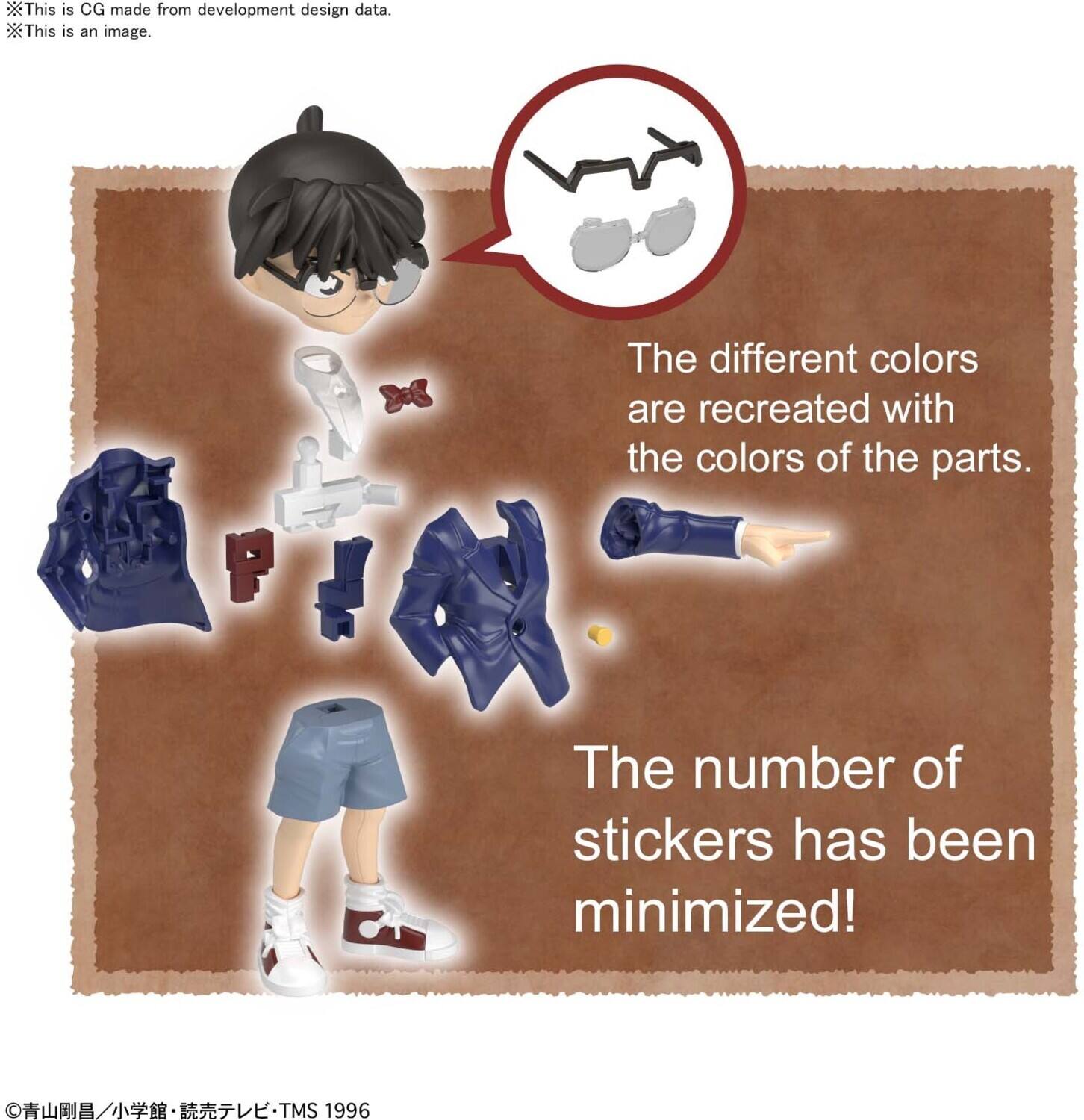 This is CG made from development design data.  
This is an image.  

The different colors are recreated with the colors of the parts.  

The number of stickers has been minimized!  

©青山剛昌 / 小学館・読売テレビ・TMS 1996