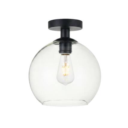Front. Living District - Baxter 1 Light Black Flush Mount With Clear Glass - Black And Clear.